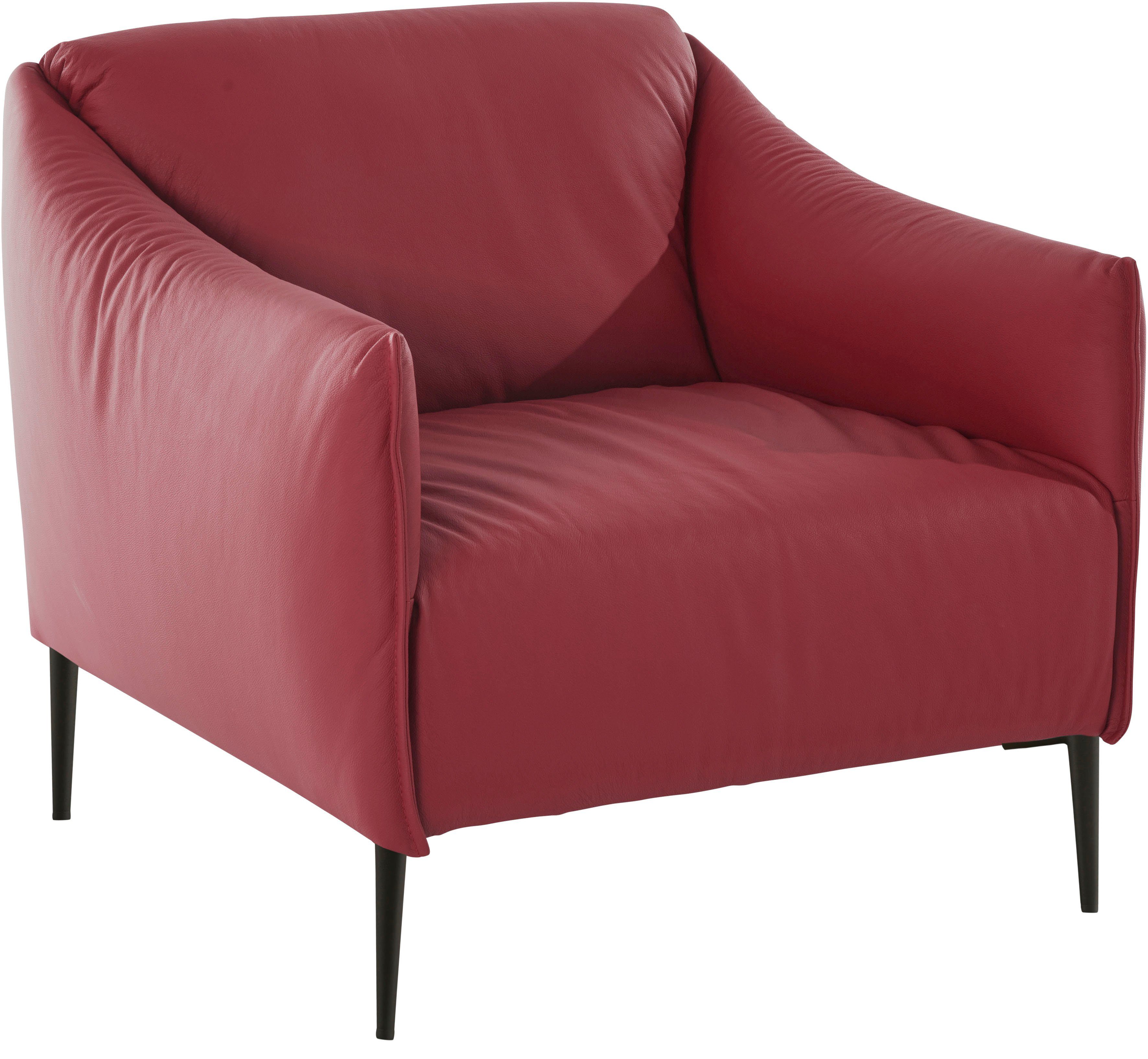 W.SCHILLIG Cocktailsessel sally, mit Z59 Metallfüßen red in ruby pulverbeschichtet Schwarz