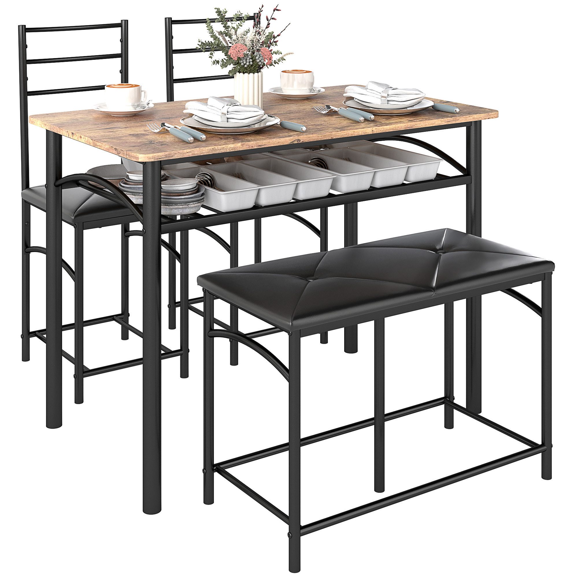 HOMCOM Essgruppe Platzsparendes Set aus Tisch, günstig online kaufen