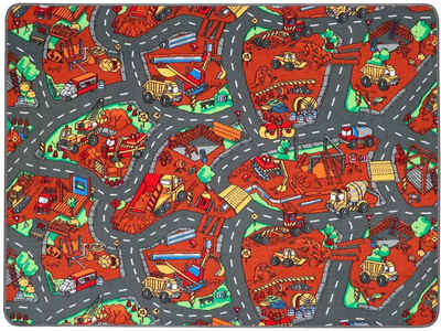 Kinderteppich BAUSTELLE, Primaflor-Ideen in Textil, rechteckig, Höhe: 5 mm, Straßen-Spiel-Teppich, Kinderzimmer