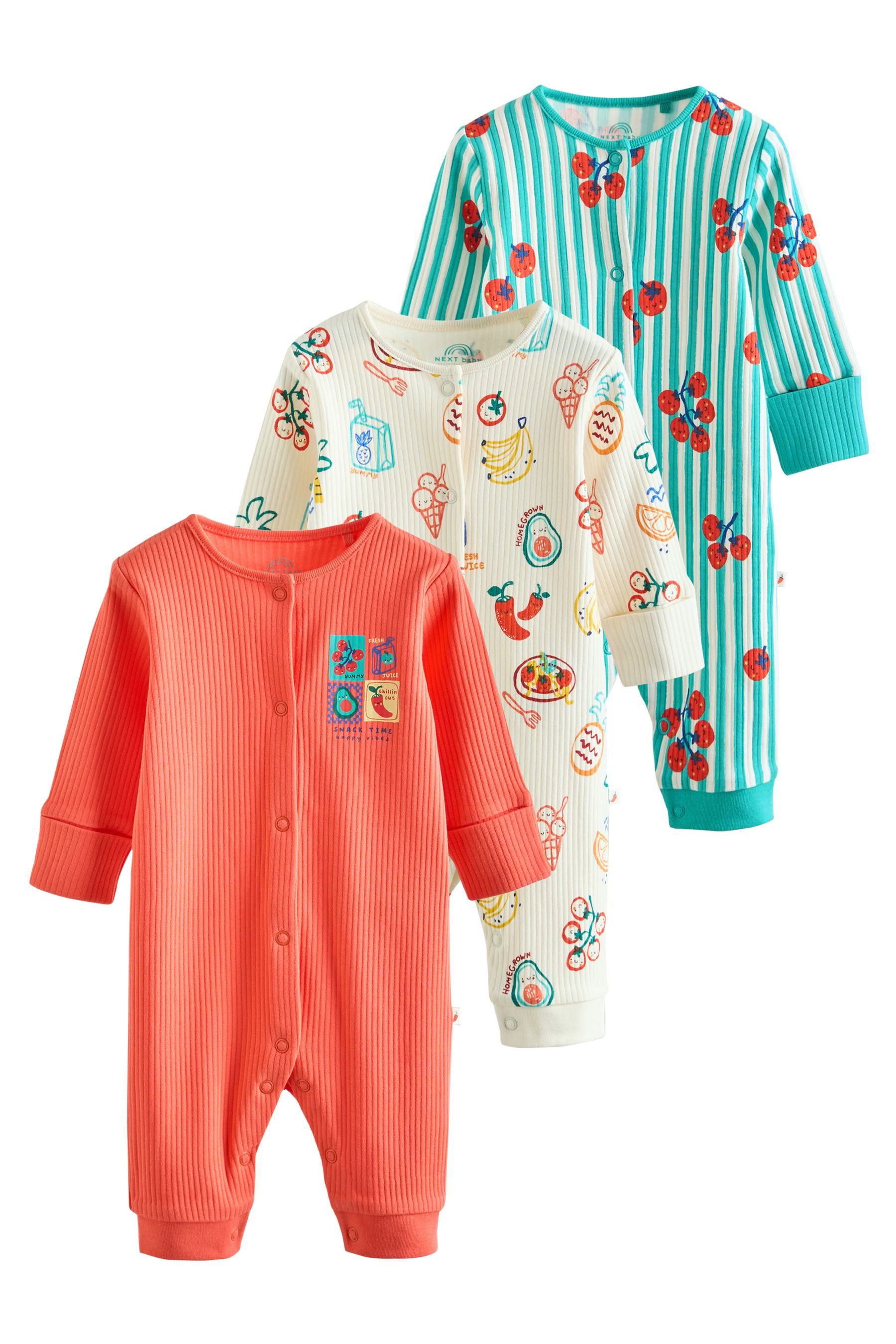 Next Schlafoverall Gerippte Babyschlafanzüge, 3er-Pack (3-tlg)
