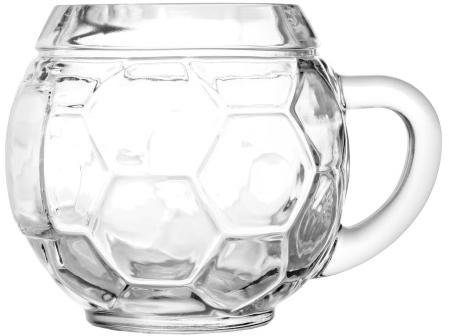 Stölzle Bierkrug Fußball, Glas, Stück Set Bierglas im mit Rundes 6 6-teilig, Henkel