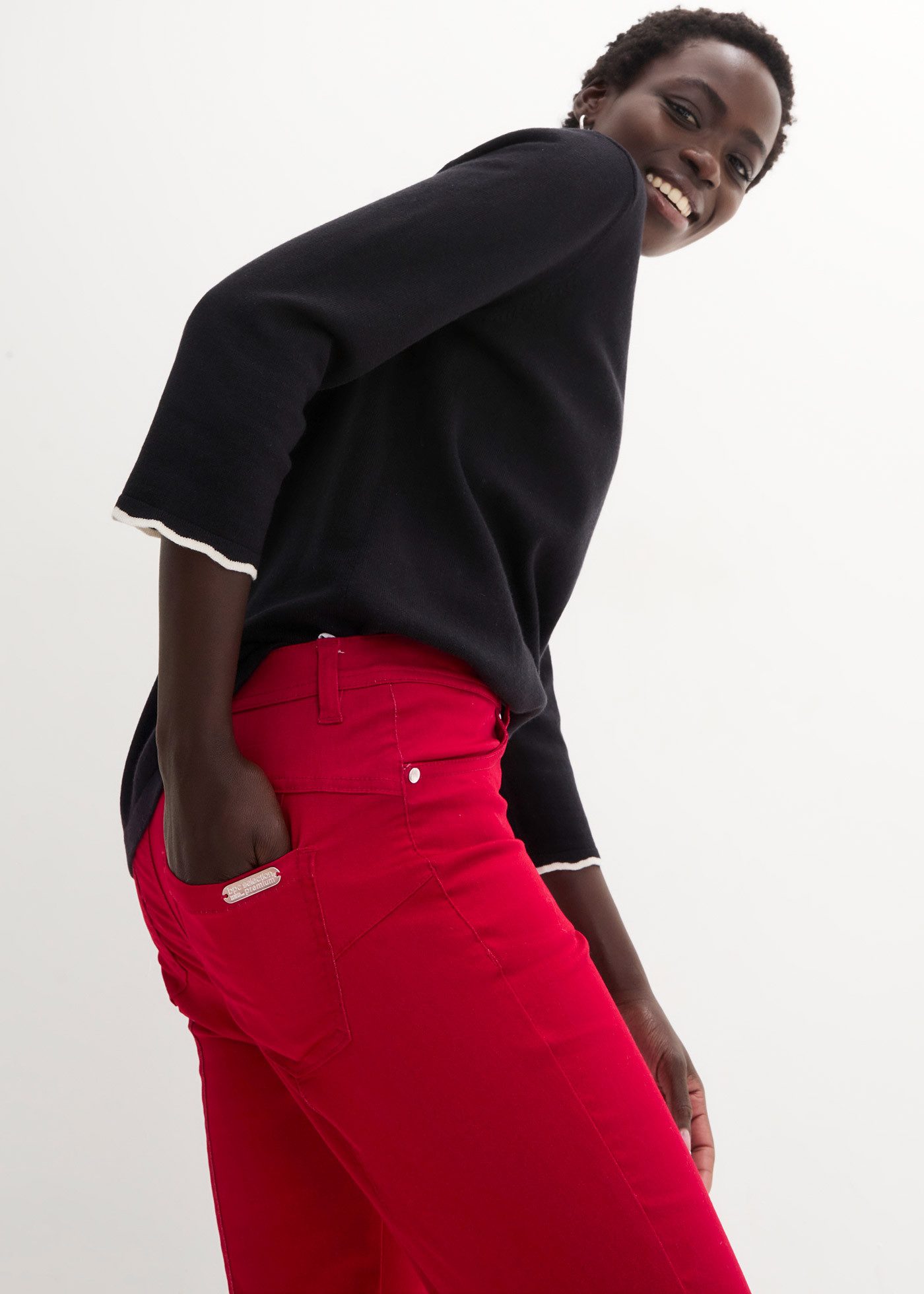 bonprix Stretch-Hose aus Baumwolle, Polyester und Elasthan, Slim Fit Passform, 7/8-Länge