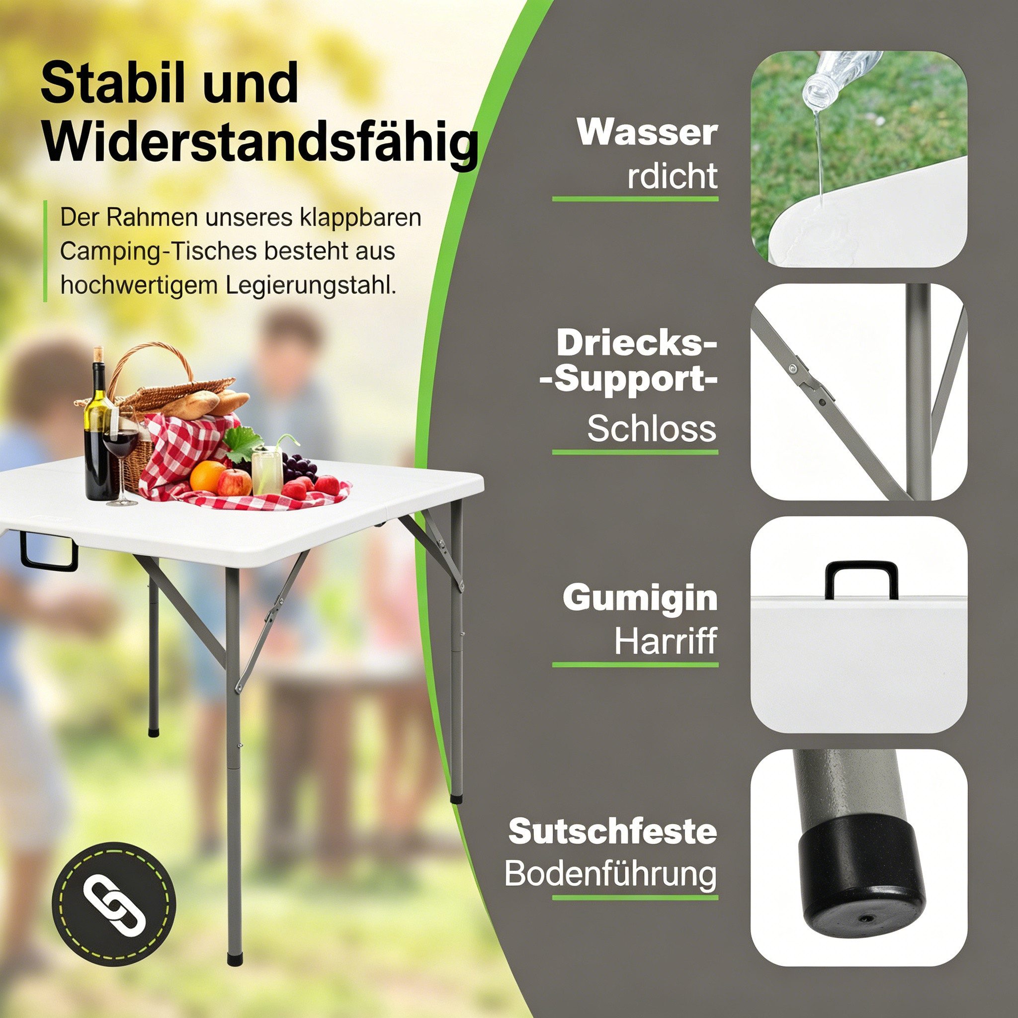 LEADZM Gartentisch Gartentisch, Buffettisch Klappbar, Klapptisch Balkontisch klappbar