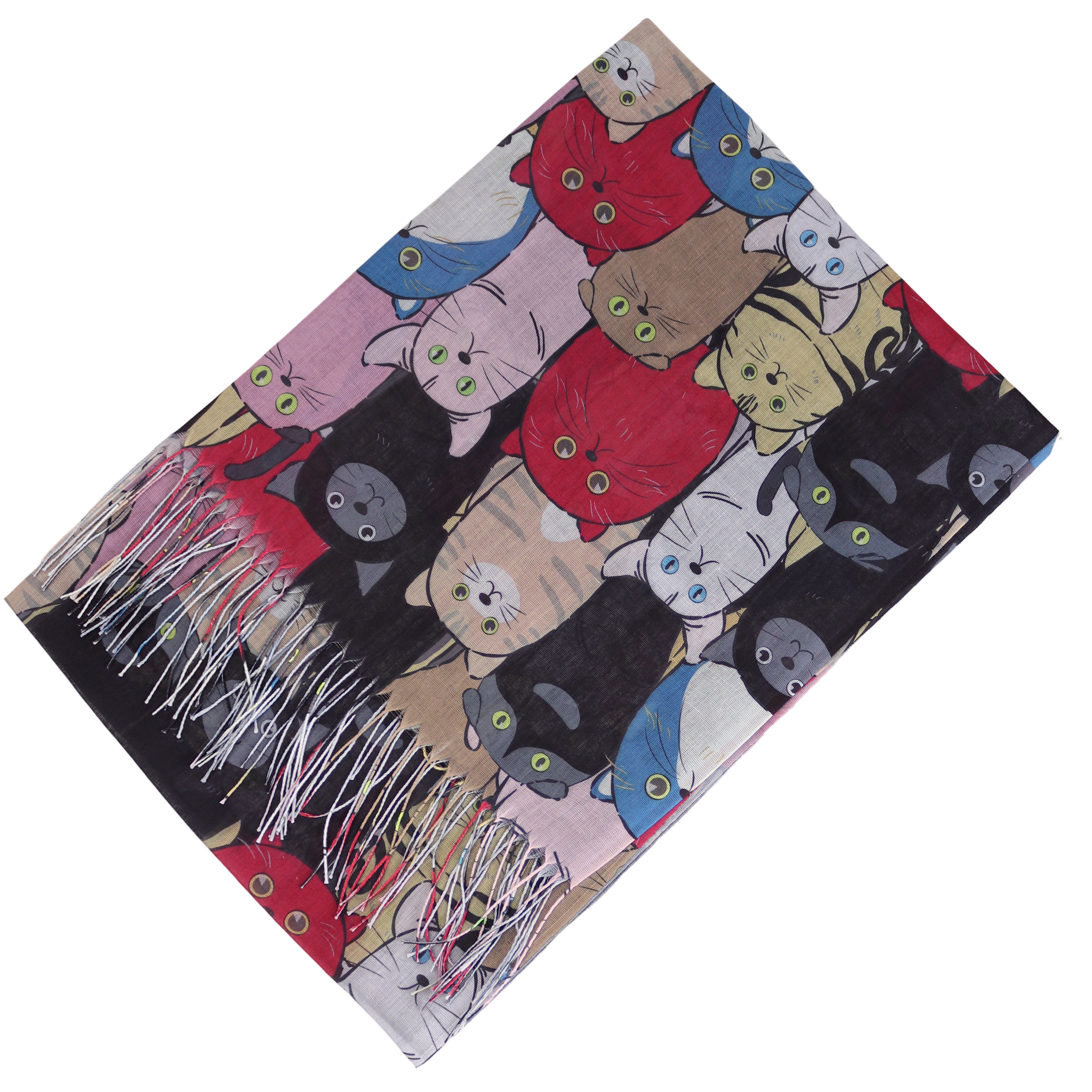 MIRROSI Modeschal Weicher & Leicht Großes Schal, ca.70x185cm, Katzen Print, (70% Viskose 30% Baumwolle, Atemberaubende Designs), Damen Halstuch Stola ideal für  – Bild 3 von 3