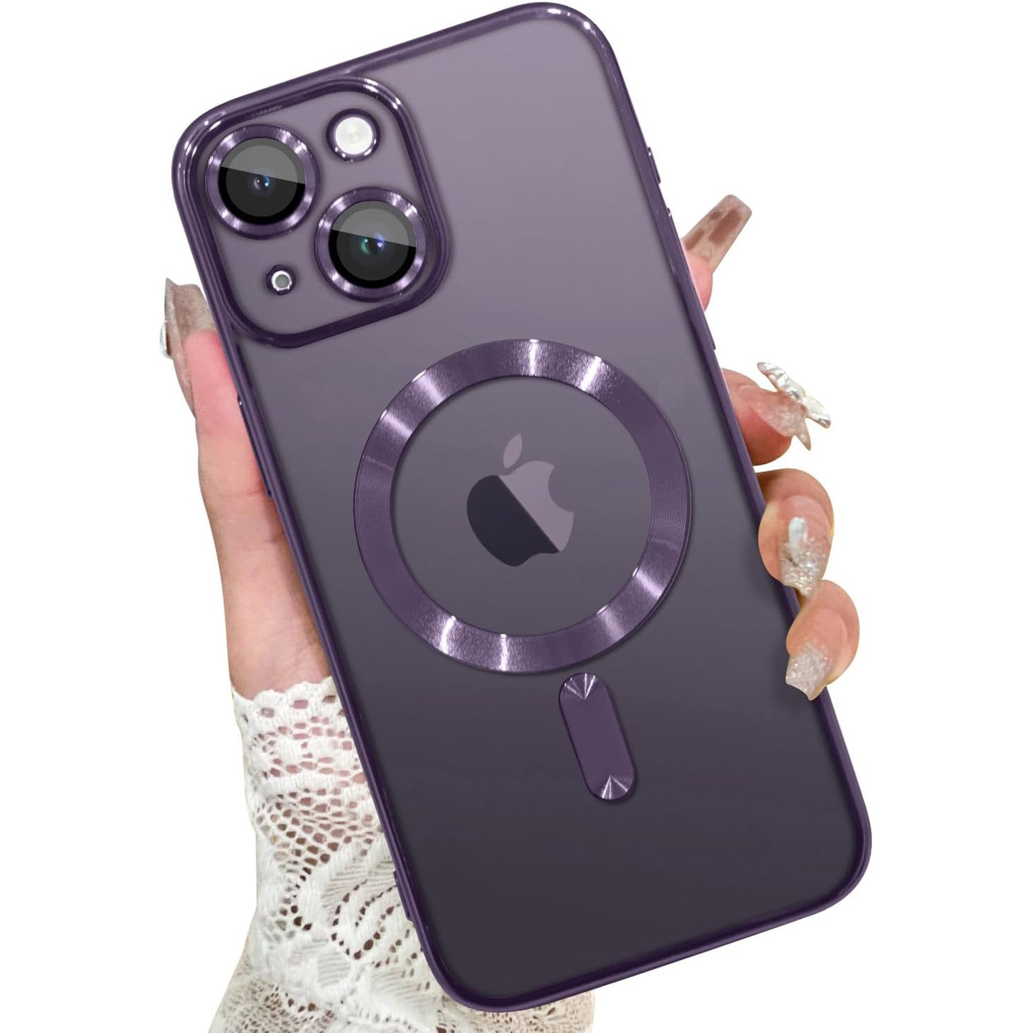 Wörleonline Handyhülle für Apple iPhone 13 mit integriertem Kameraschutz, TPU Schutzhülle, MagSafe kompatible Hülle