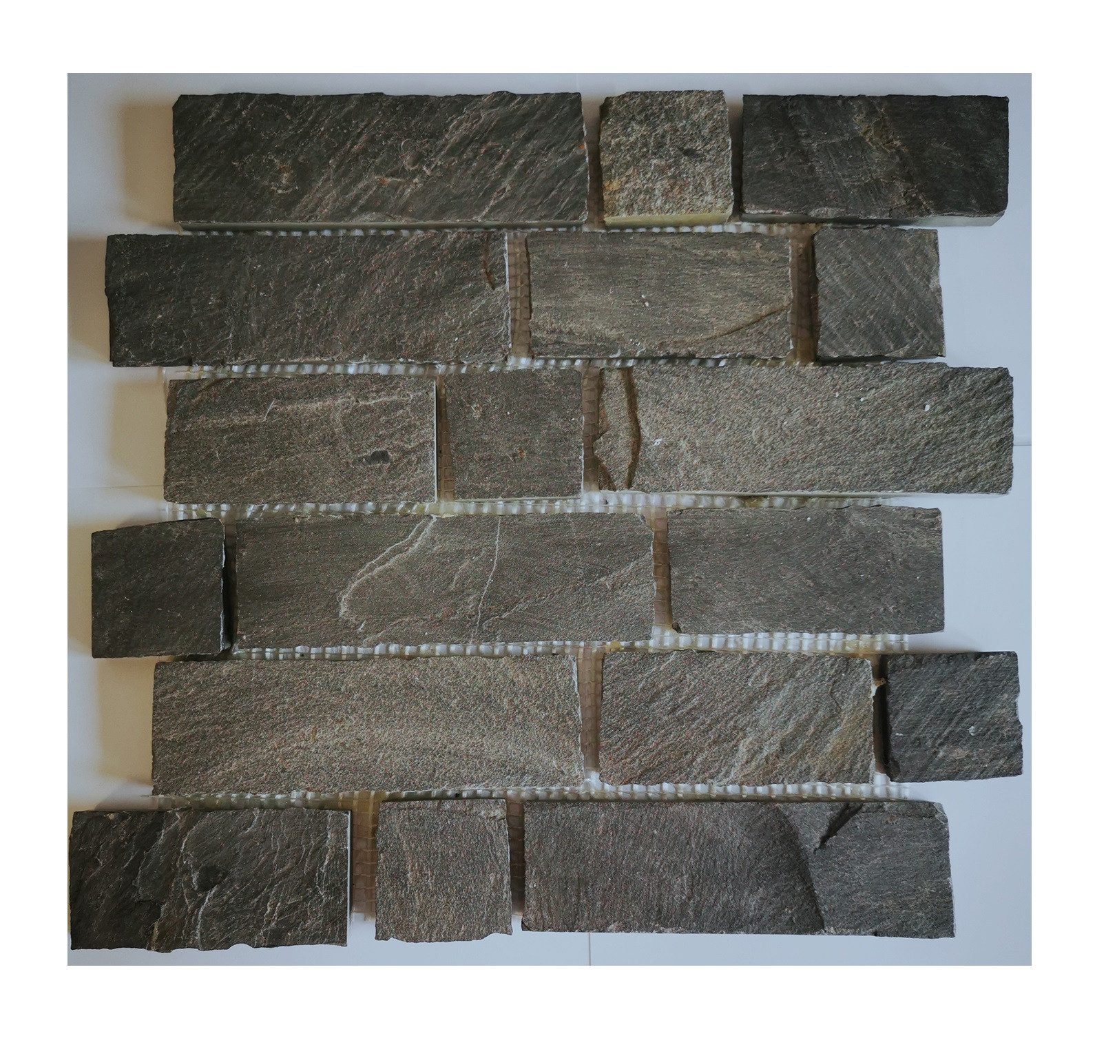 Mosani Mosaikfliesen Schiefer Mosaik Fliese Naturstein Brick anthrazit Blac günstig online kaufen