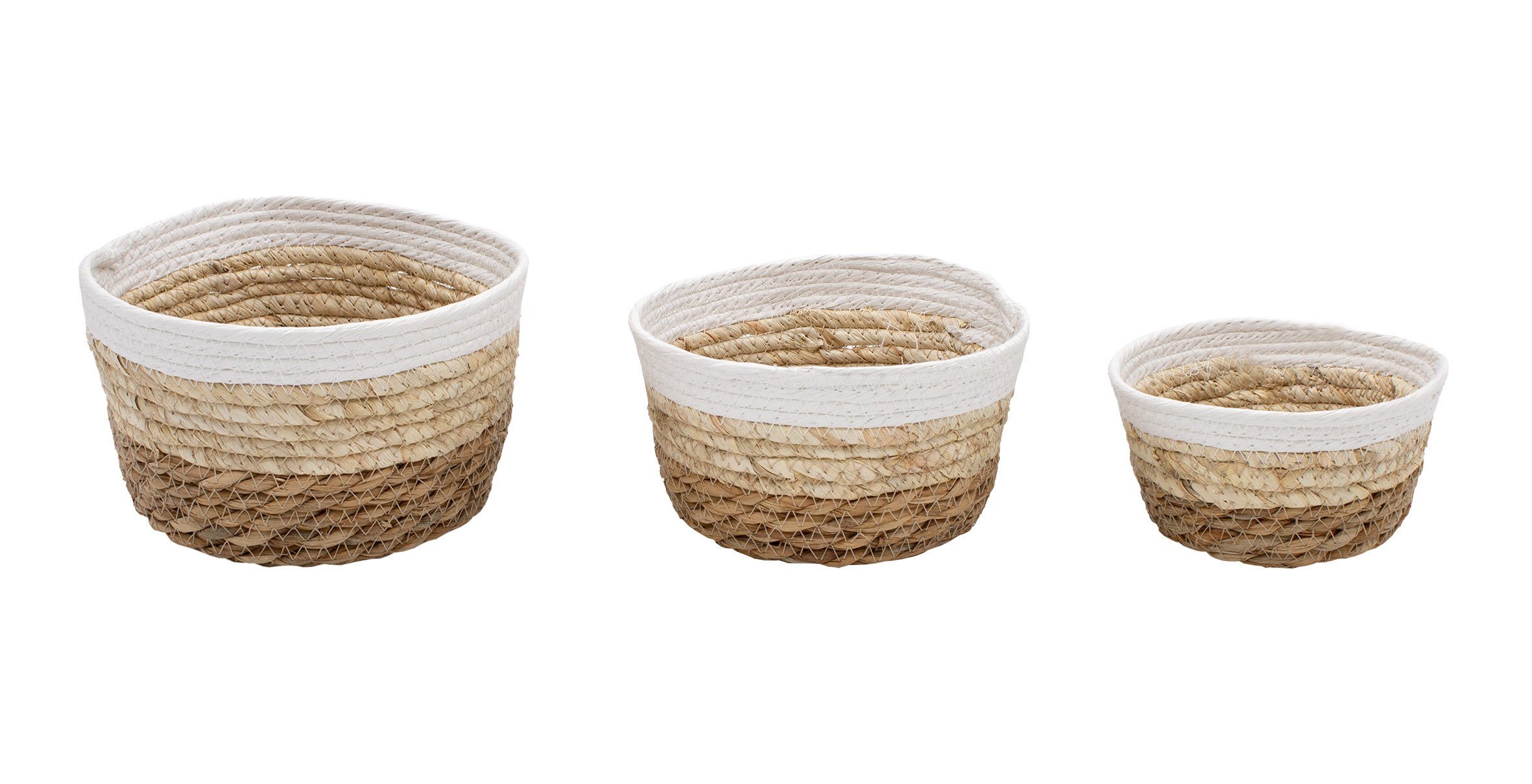 Spetebo Aufbewahrungskorb Deko Körbchen rund 3er Set aus Seegras-21/18/15 c günstig online kaufen