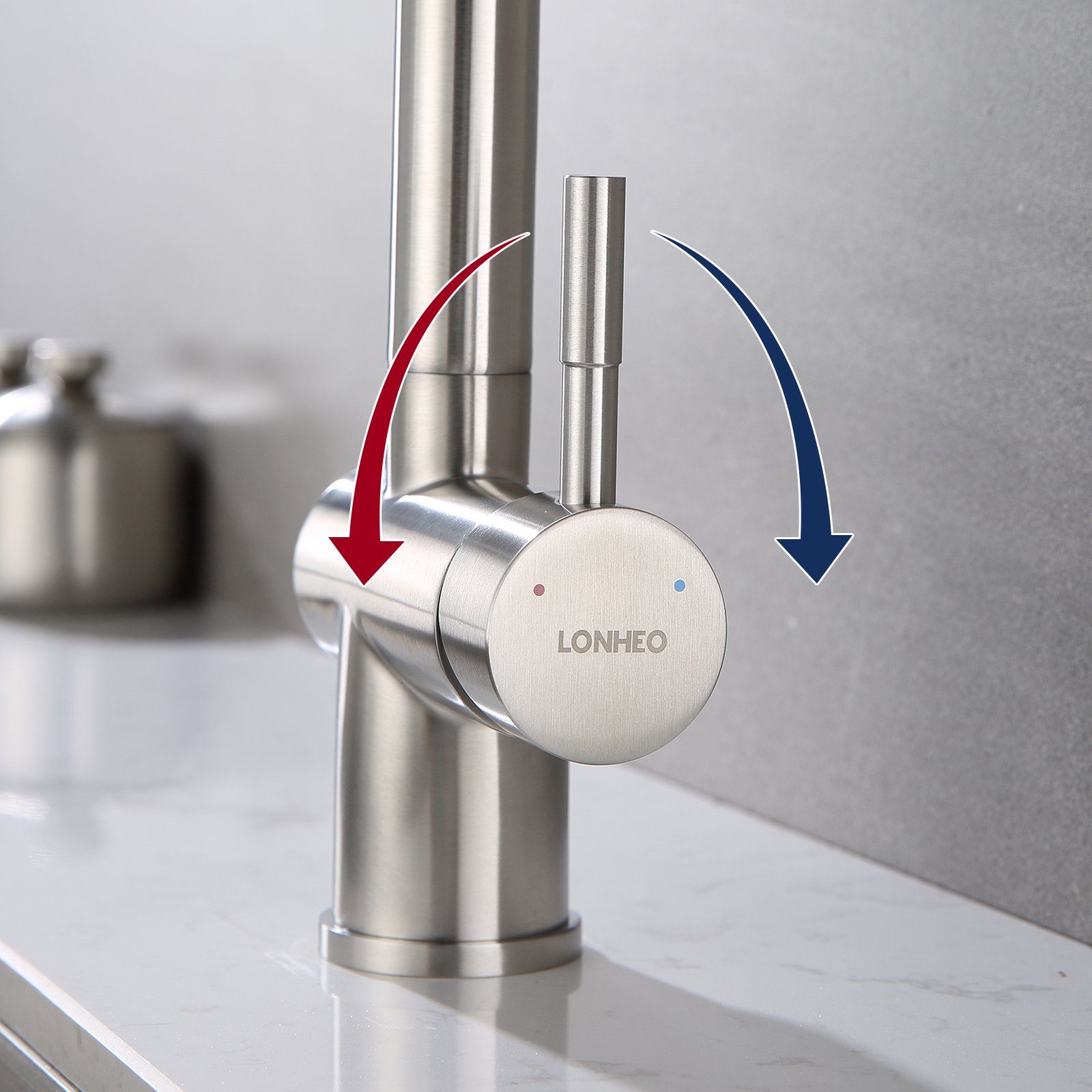 Lonheo Drehbar Wasserhahn Ausziehbar Küchenarmatur 360° Hochdruckhahn Mischbatterie Edelstahl Silber Spültischarmatur