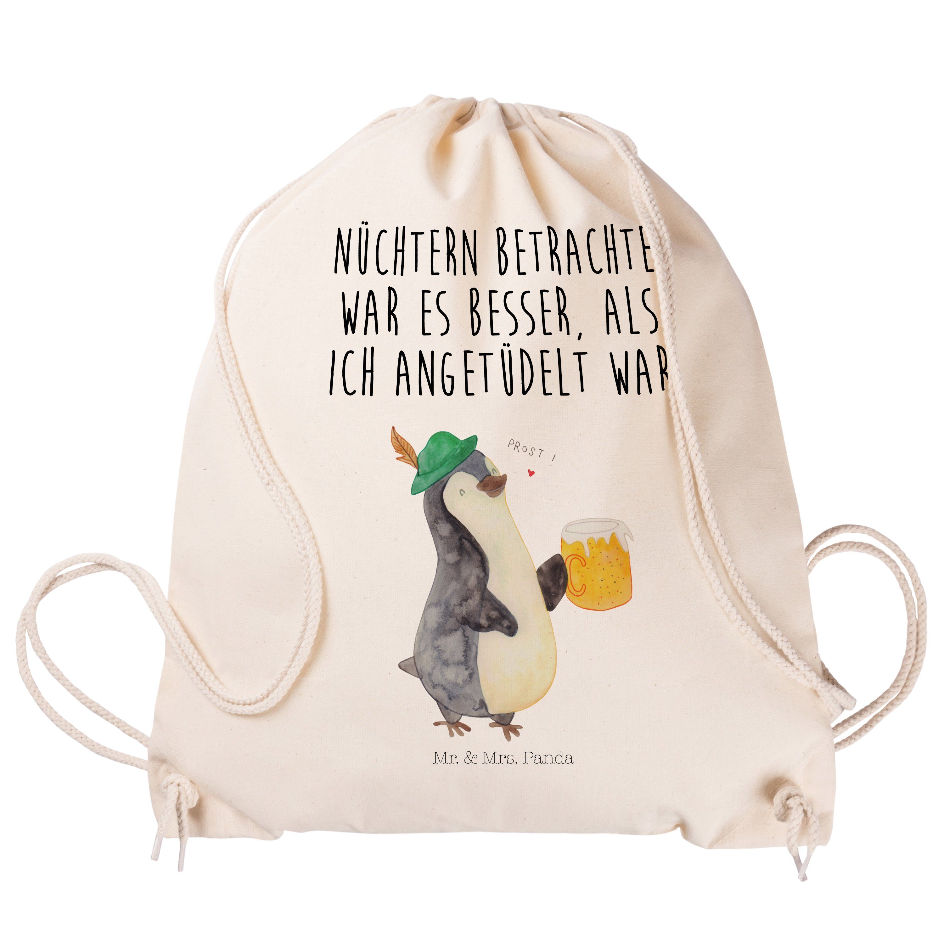 Mr. & Mrs. Panda - Oktoberfest, Bier Transparent Bierchen, Pinguin (1-tlg) Geschenk, Sporttasche - Beutel