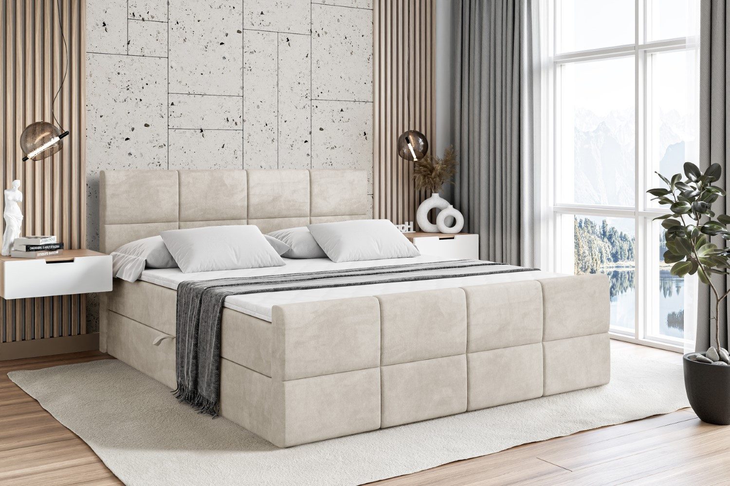 ALTDECOR Boxspringbett ARDENI-Z (Multipocket-Matratze H4, H3 Matratze Bonellfederung, Topper, Kopfteil)