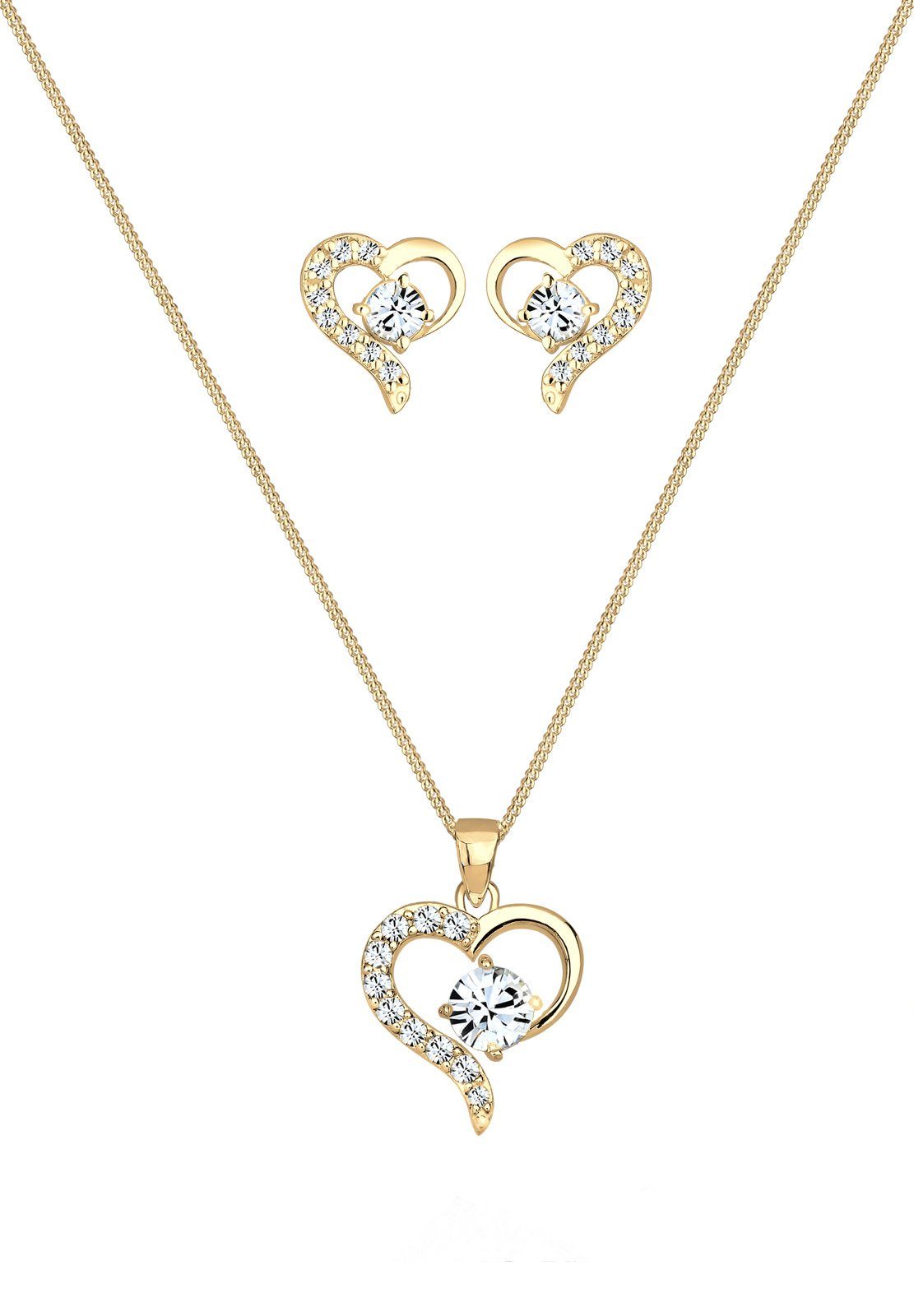 Elli Schmuckset Set mit Herz Weiß 925 Sterling Silber, mit Kristallen von S günstig online kaufen