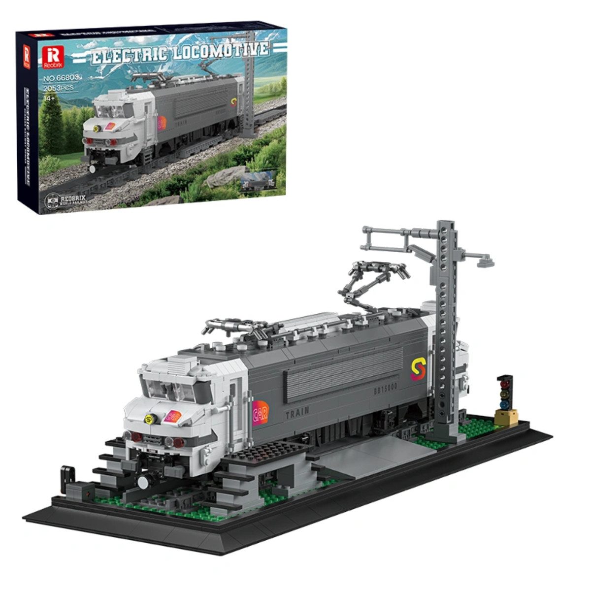 Reobrix 66803 Spielbausteine, (Konstruktionsspielzeug, 2052 St., Bauset), 51,2 cm lange Lokomotive