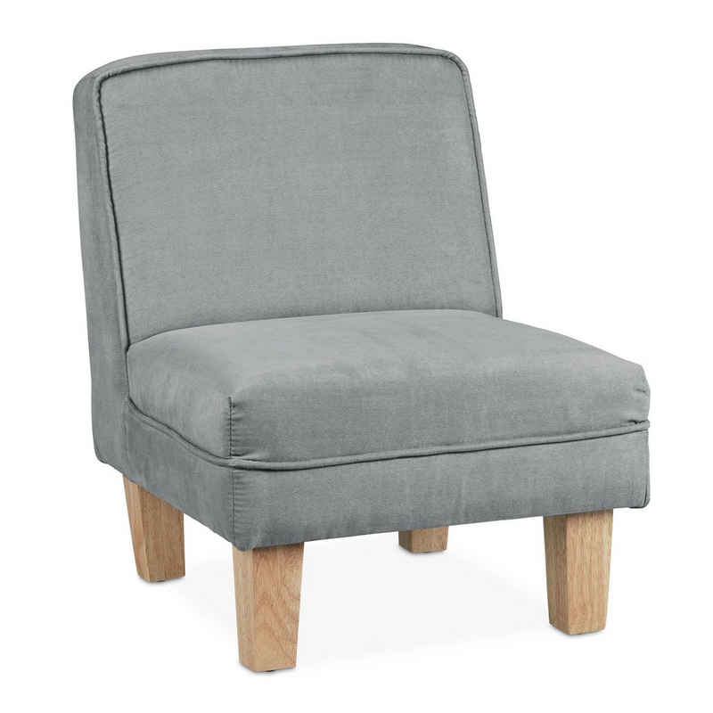 relaxdays Sessel Kindersessel mit Holzfüßen, Grau