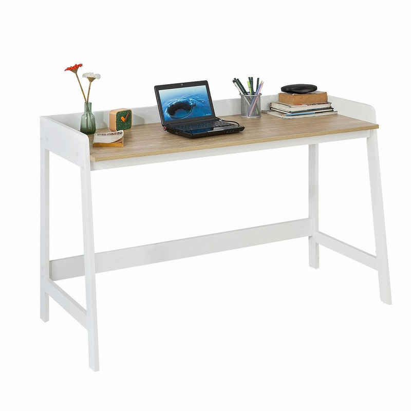 SoBuy Schreibtisch »FWT41«, Tisch Computertisch Bürotisch weiß/natur