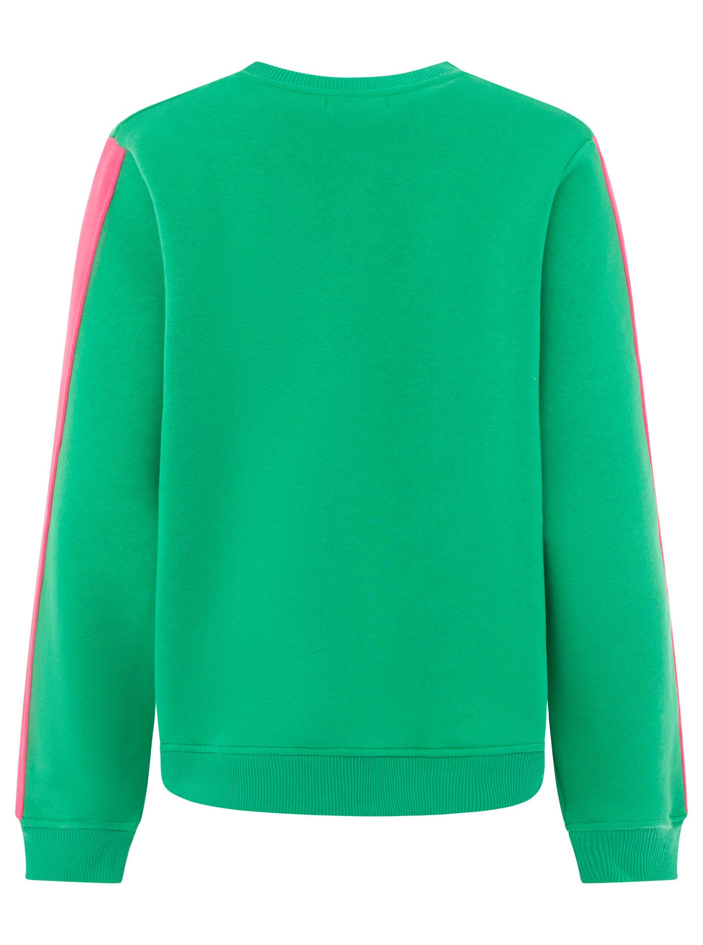 Zwillingsherz Sweatshirt "Smile Everyday" pinker Streifen am Arm, Rundhals, gesticktes Herz und Schrift – Bild 3 von 5