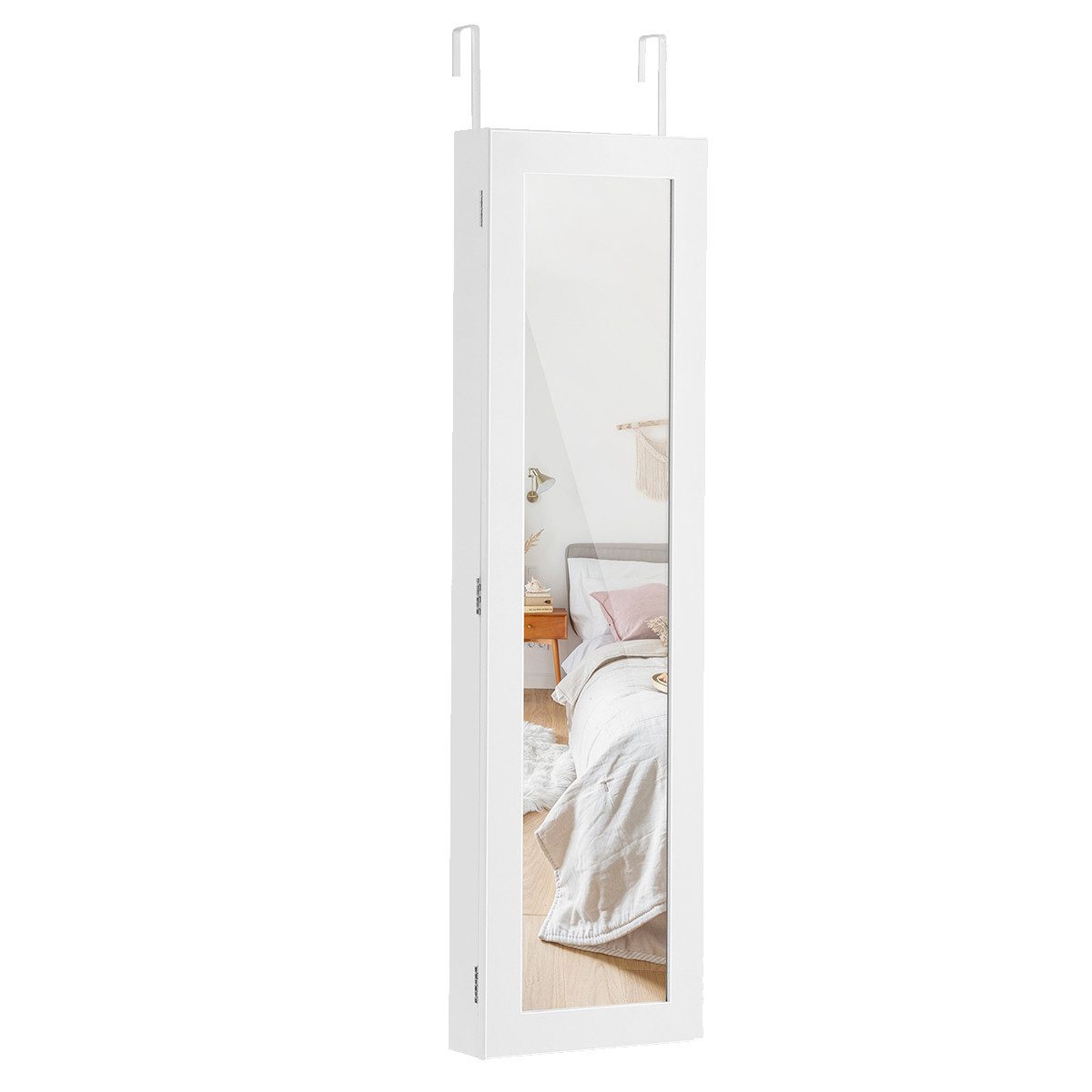COSTWAY Schmuckschrank hängend, Wandspiegel Holz, Spiegelschrank günstig online kaufen