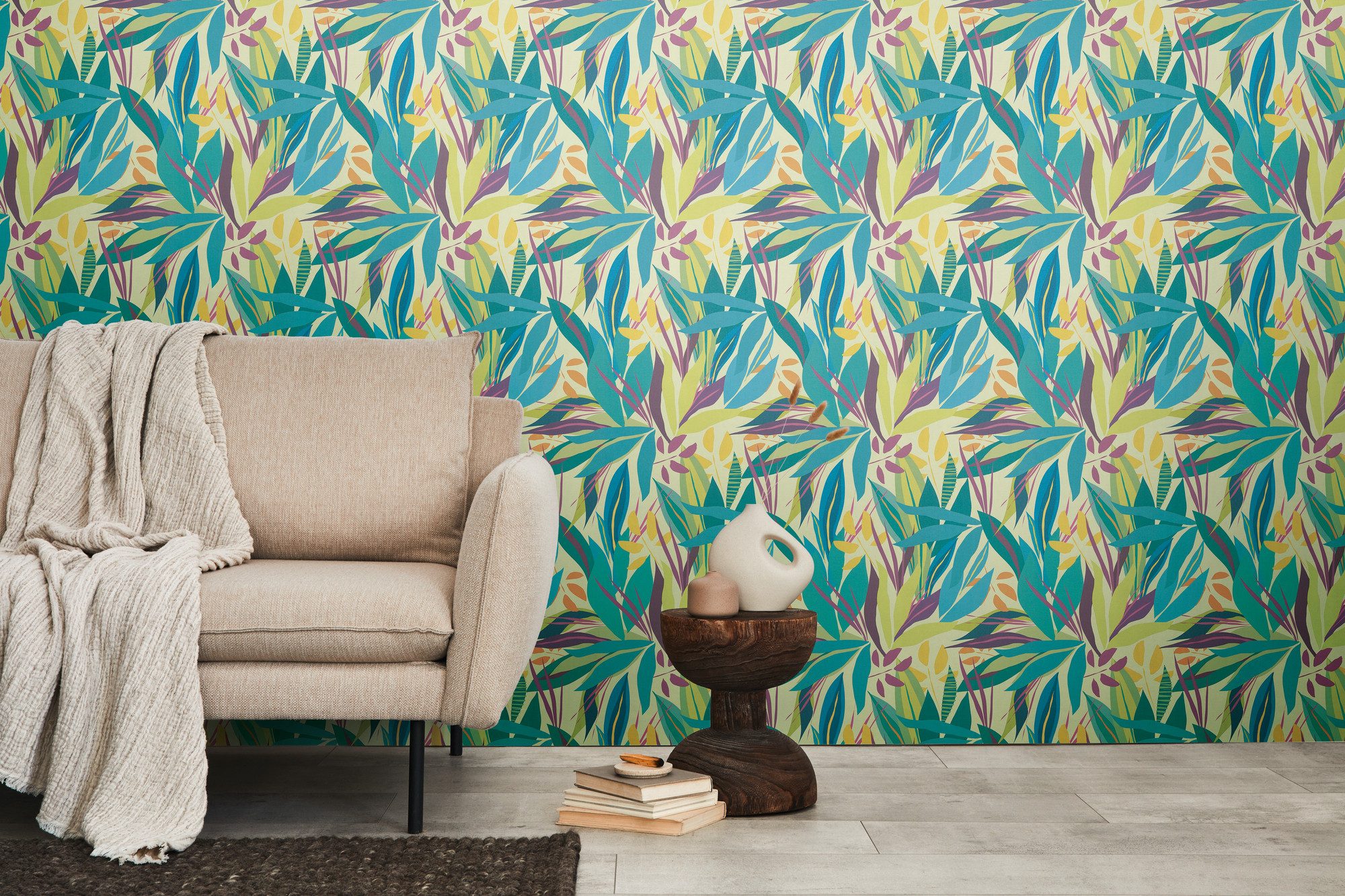 living walls Vliestapete Karierte Tapete Wasserfarben Bunt & kreativ Vlies, glatt, matt, (1 St)