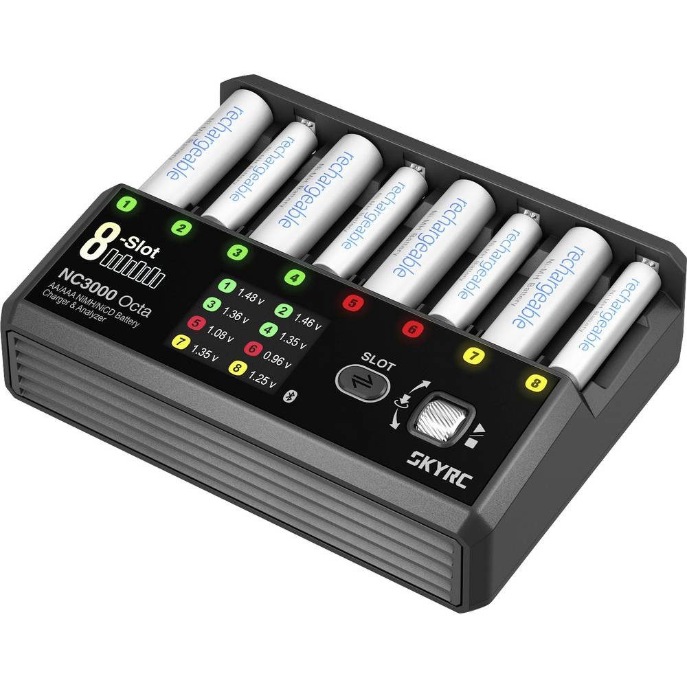 SkyRC NC3000 Octa Ladegerät NiMH, NiCd Mignon (AA), Micro (AAA) Rundzellen-Lader (Einzelschachtüberwachung, App-Steuerung)
