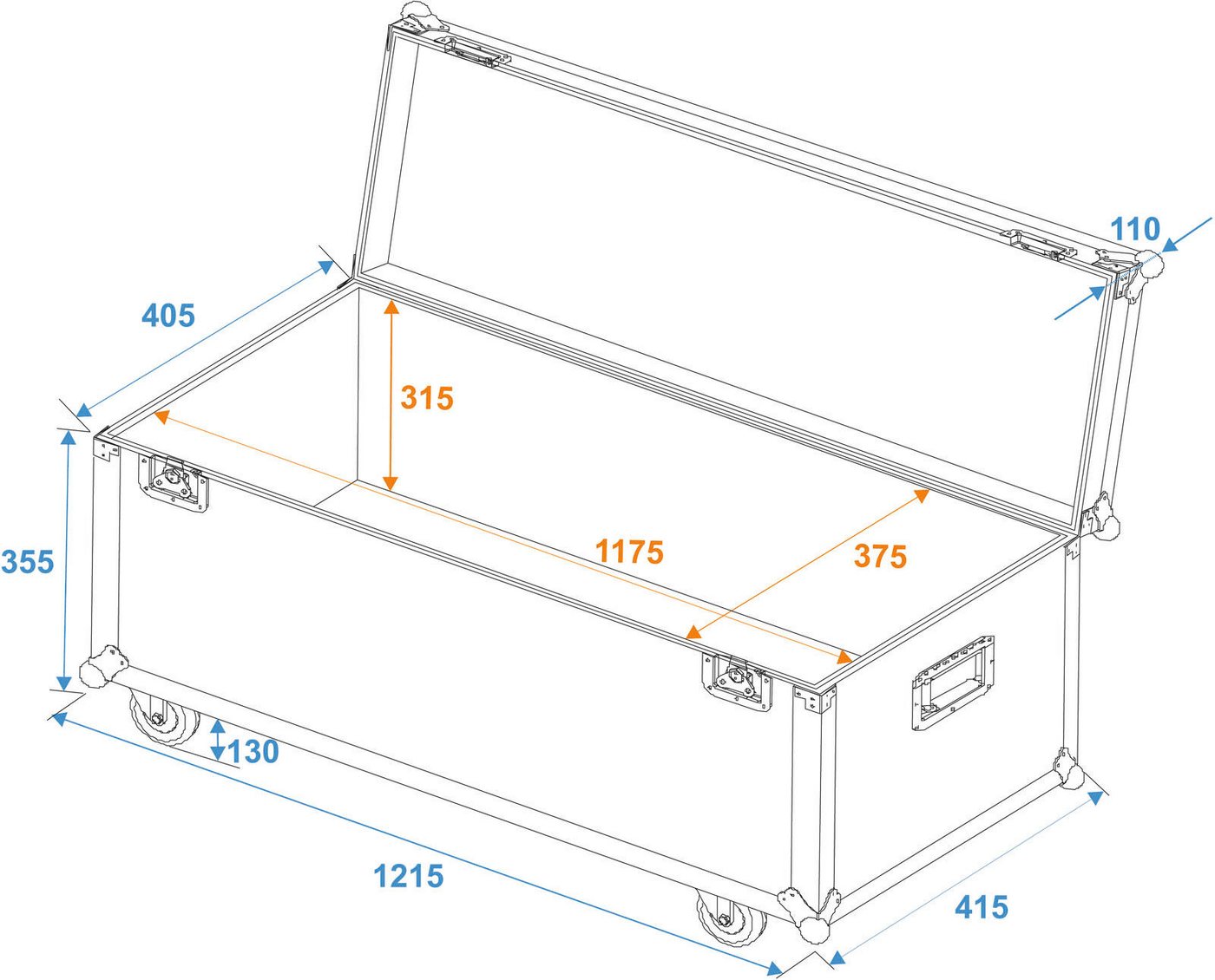 Thumbnail - Roadinger Transportbehälter ROADINGER Universal-Transport-Case 120x40cm mit Rollen