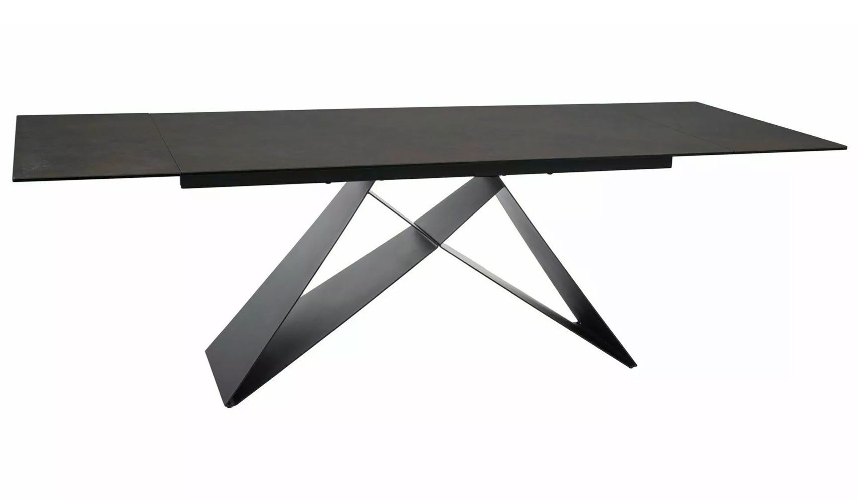 Feldmann-Wohnen Esstisch Westin (Tischplatte ausziehbar bis 240cm, 1-St., Rost Optik, Tischplatte aus gehärtetes Glas), 160-240x90x75cm rostfarben matt / schwarz matt ausziehbar