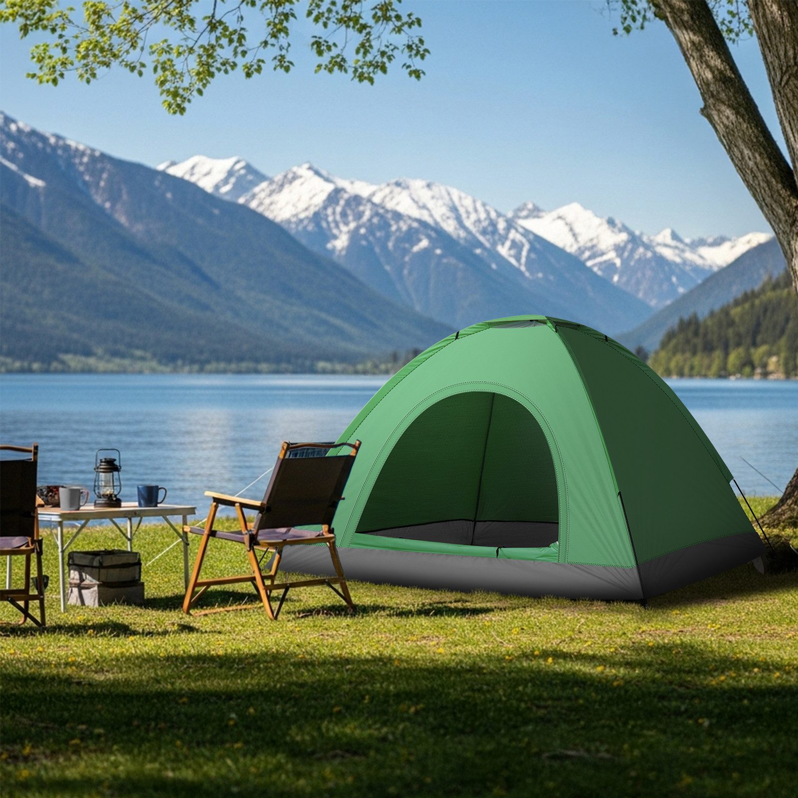 LALAHO Kuppelzelt Campingzelt Familienzelt für 3-4 Personen für Outdoor-Abenteuer, Personen: 3, wasserdicht winddicht Ventilation, 200 x 200 x 135cm