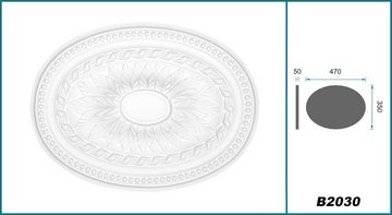 Hexim Perfect Wanddekoobjekt B2030 (Stuckrosette aus PU hartschaum, weiß, Zierelement, Stuck, Innendekoration Dekor Oval)