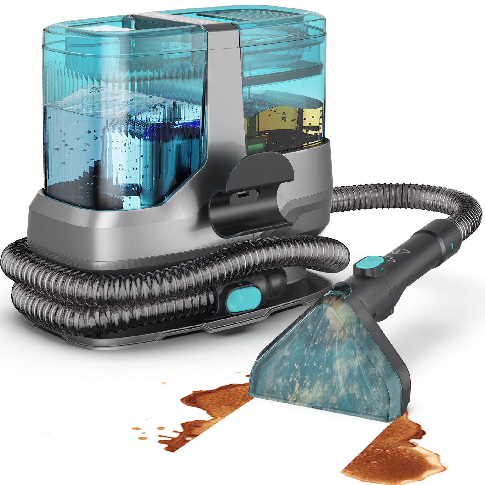 INSE Teppichreinigungsgerät Waschsauger 25000Pa 4-in-1 Teppichreiniger, 1800W Nasssauger, 1800 W, Polsterreiniger Gerät, Heizfunktion, Sterilisationsfunktion, mit LED-Anzeige, Sprachansagen, für Sofas,Teppiche,Auto,Matratze