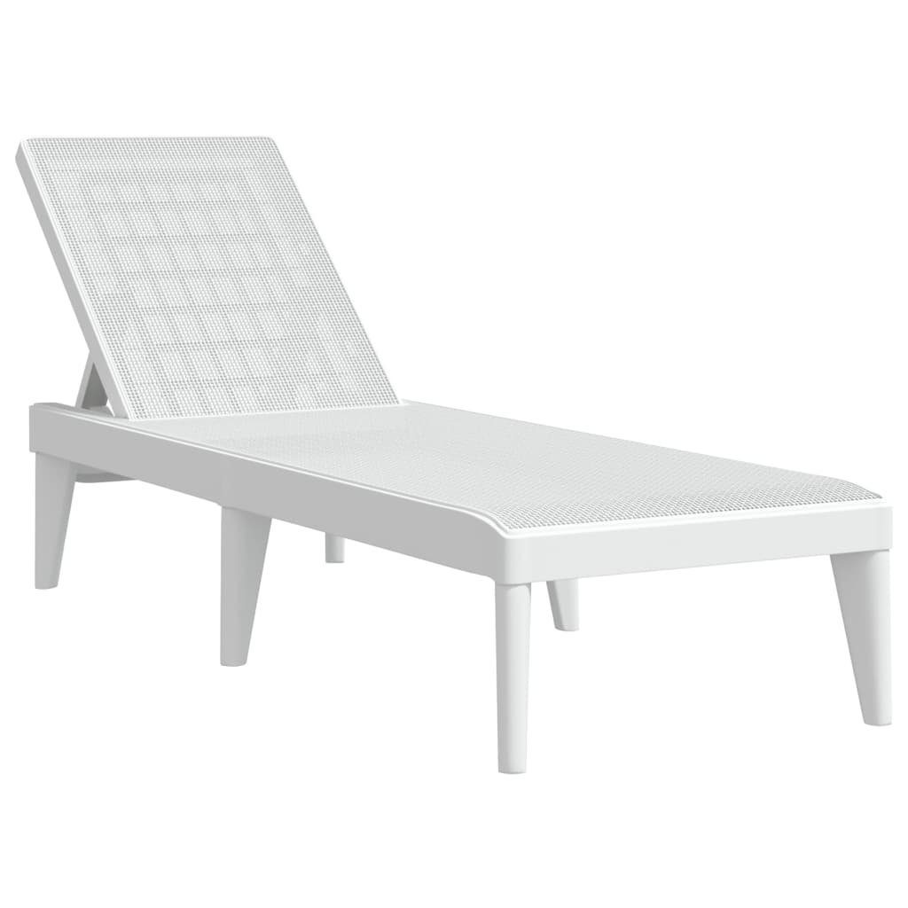 vidaXL Gartenliege Sonnenliege Weiß 186x60x29 cm PP, 1 St.