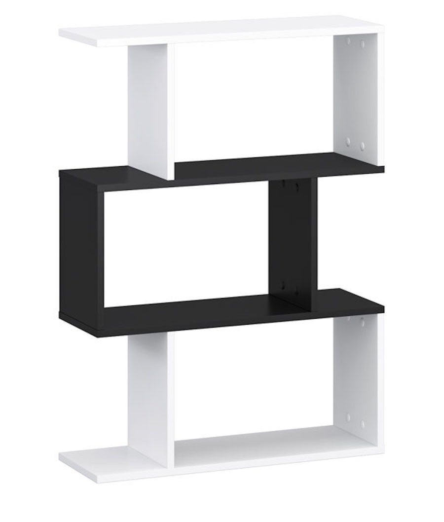 Feldmann-Wohnen Bücherregal Split, 70x23x97,5cm schwarz / weiß