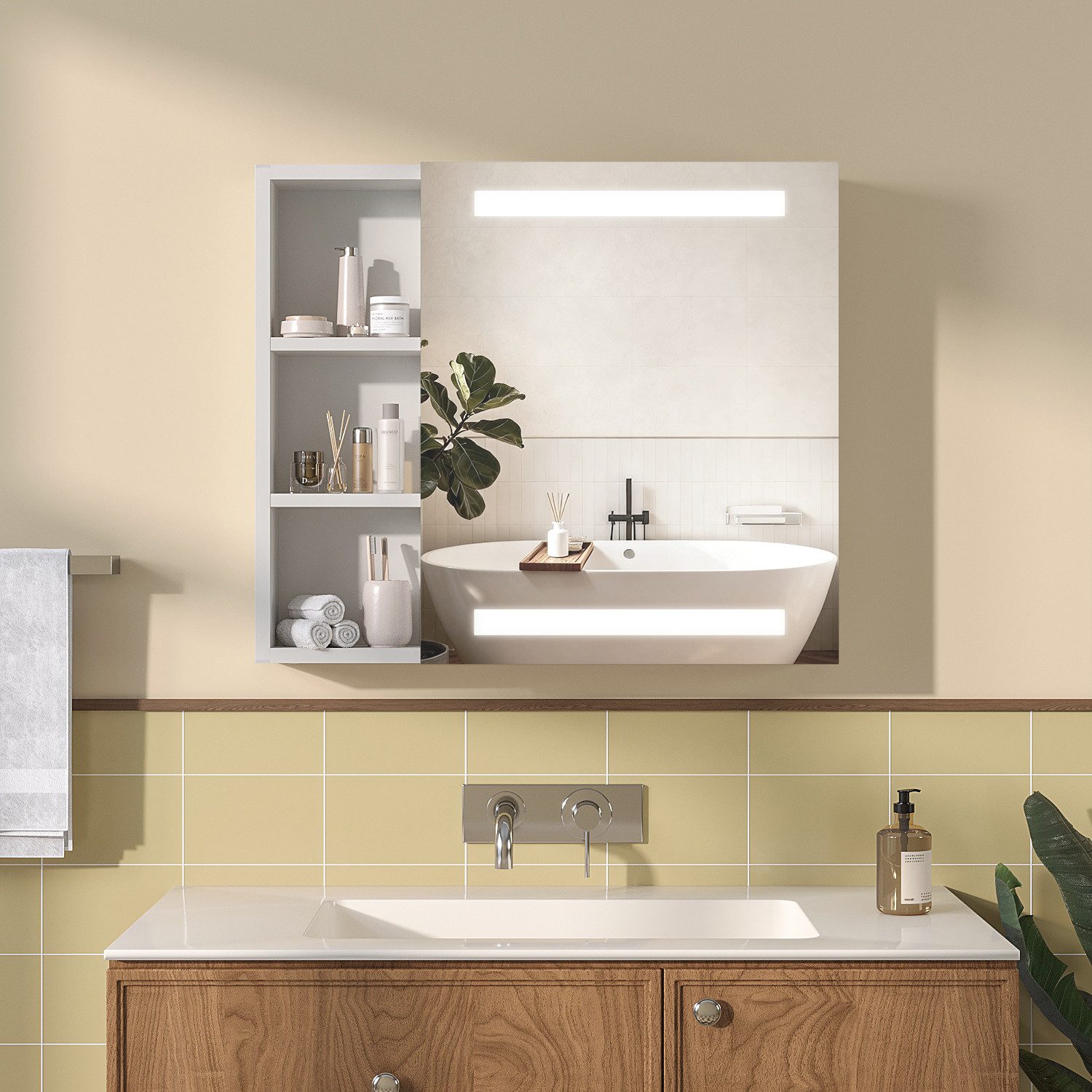 AQUABATOS Badezimmerspiegelschrank LED Spiegelschrank Bad mit Beleuchtung I günstig online kaufen