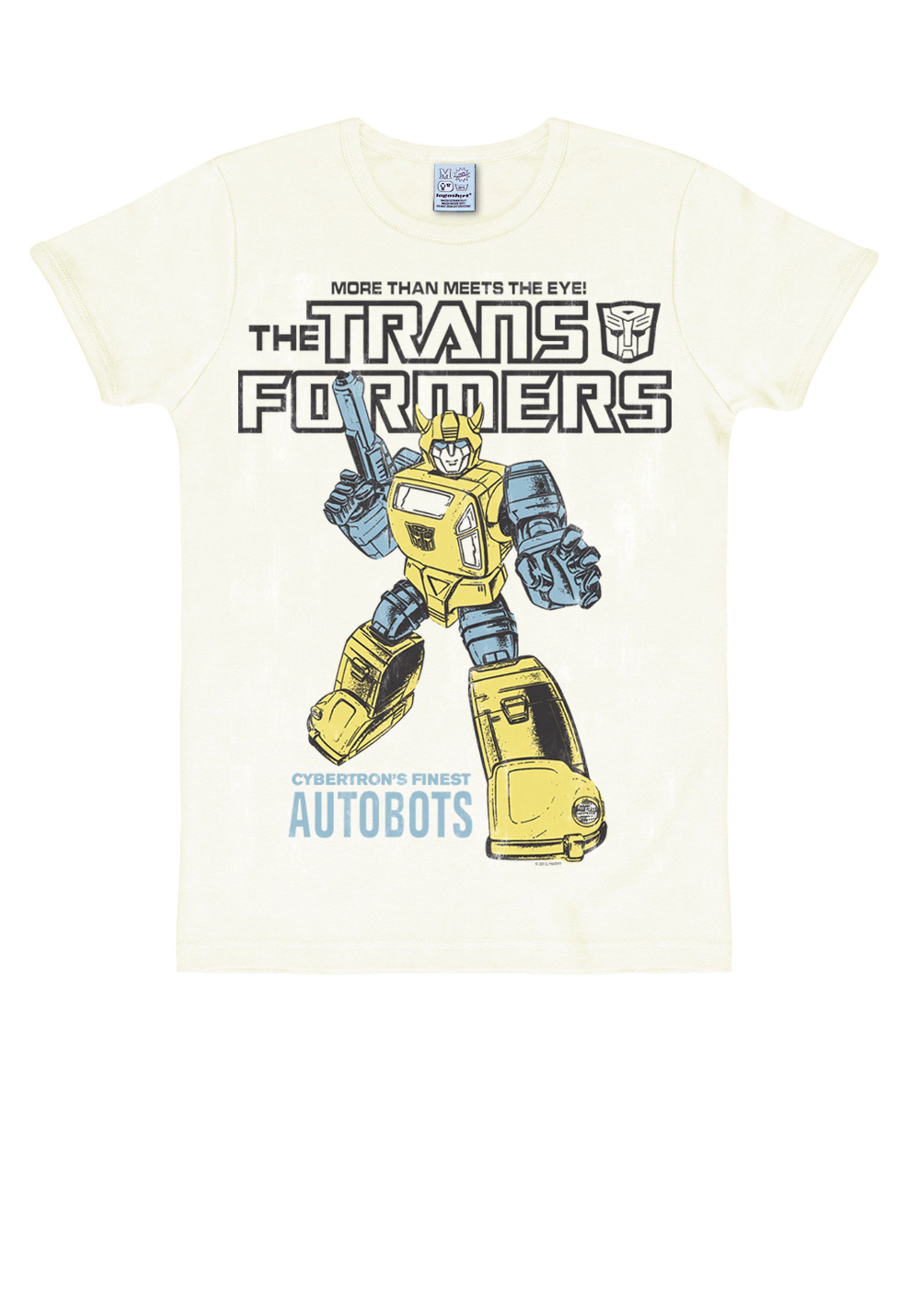 großflächigem LOGOSHIRT Bumblebee T-Shirt Autobots Frontprint mit