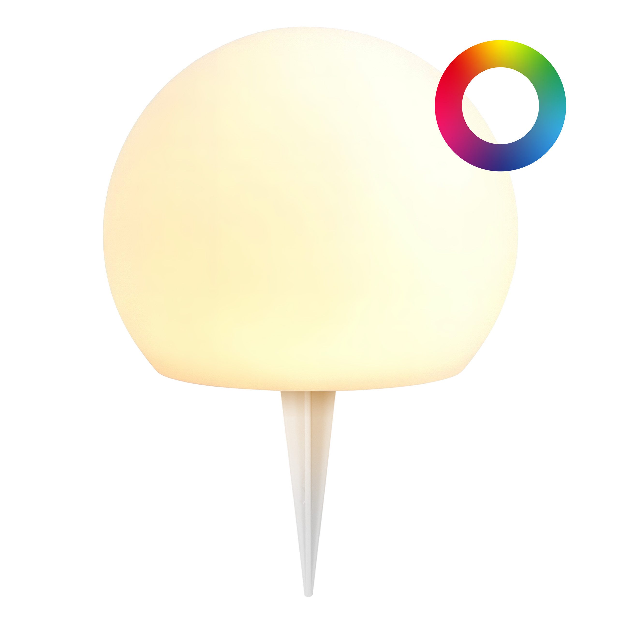 BONETTI LED Kugelleuchte Solar Gartenleuchte in Milchglas-Optik, RGB + warm-weiß, LED fest integriert, warm-weiß, buntes RGB Licht mit Farbwechselmodus, UV-beständig & Wetterfest IP44, Solarlampe - Gartenkugel