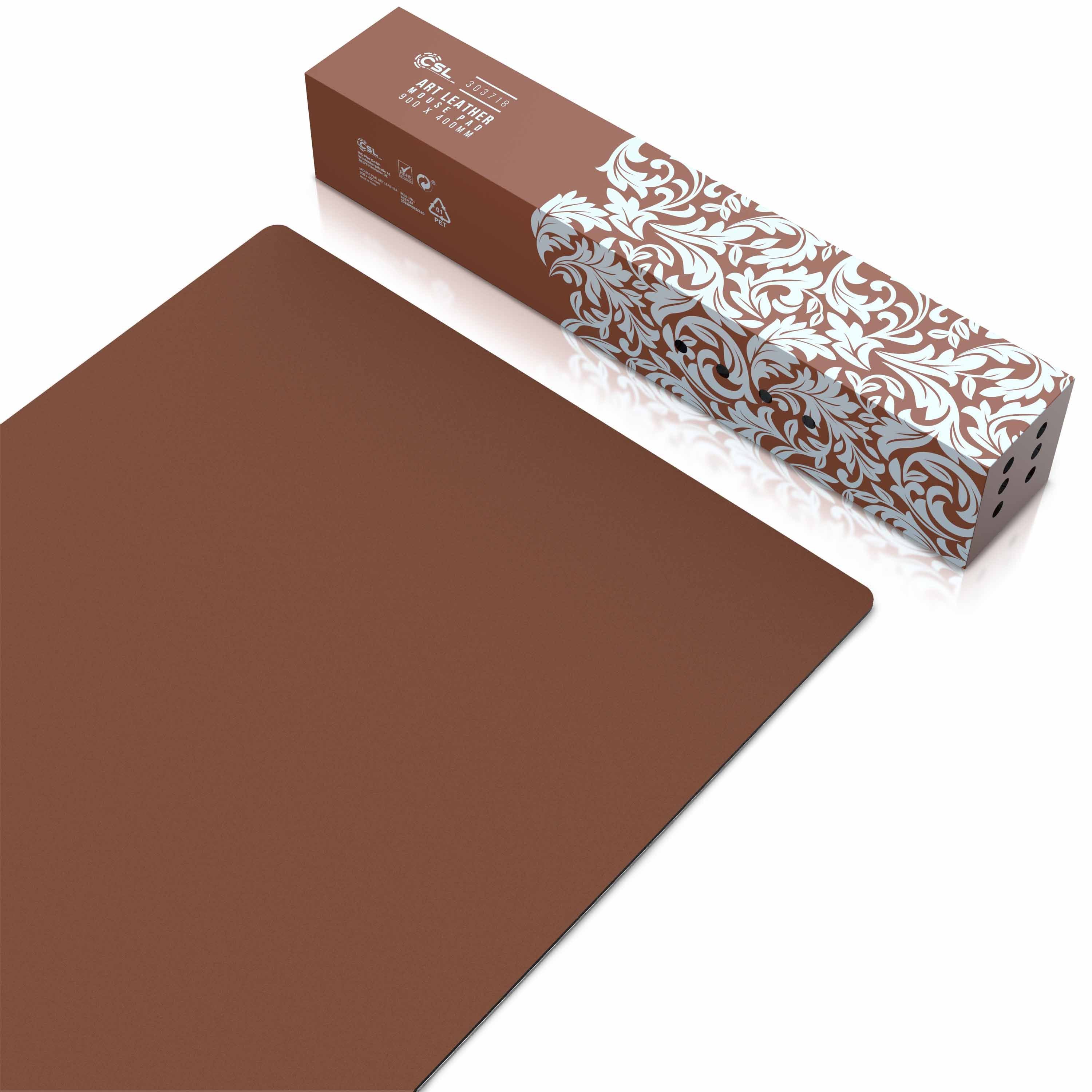 CSL Mauspad XXL Mousepad 900 x 400 x 3 mm, Tischunterlage, Elegante Leder Optik (1-St), rutschfest, abwaschbar, Office Schreibtischunterlage, braun – Bild 3 von 5