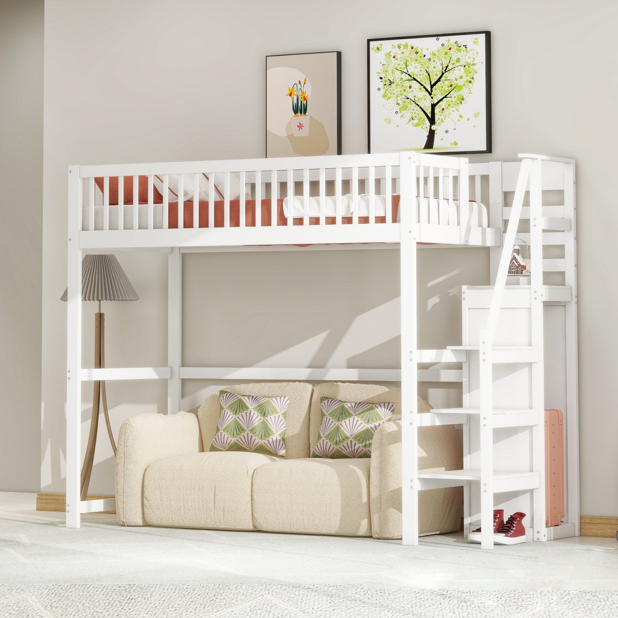 HAUSS SPOLE Hochbett 90x200 mit Treppe, günstig online kaufen