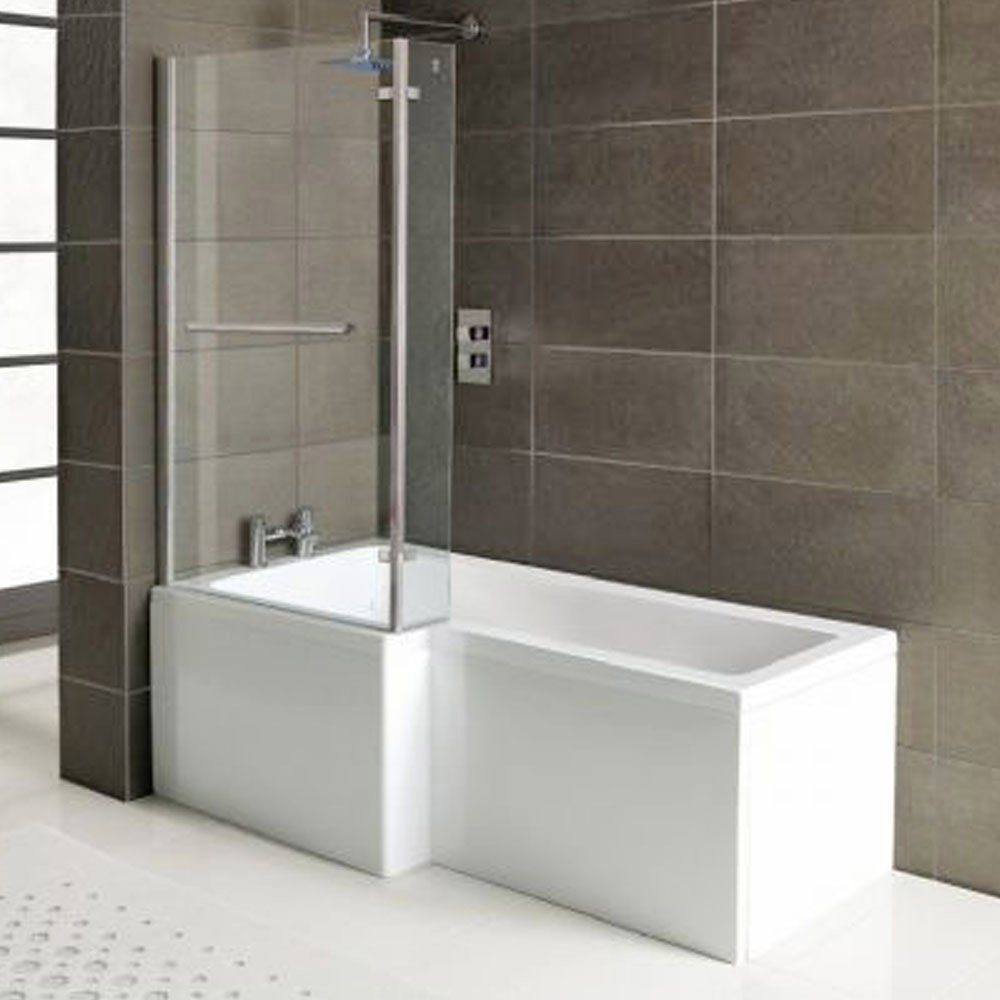 HAK Badewanne Syna Komplettset mit Duschzone, (Set, 4-tlg), Raumsparbadewanne 167,5x85/70 x40cm