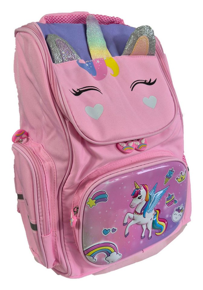 Einkaufszauber Schulrucksack Cooler Rucksack Einhorn - Schulrucksack - Daypack Backpack Einhorn 3D, Einhorn in 3D