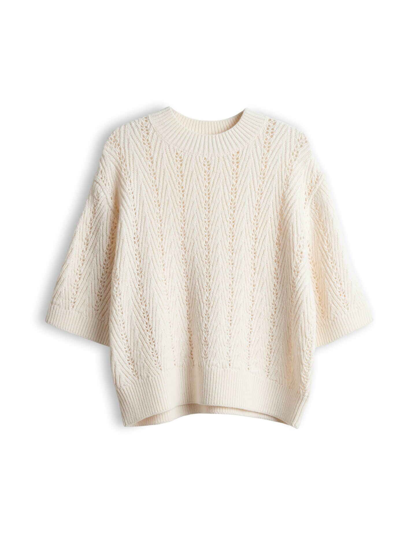 OPUS Kurzarmpullover Kurzarmpullover mt Ajourstrickmuster Regular Fit Vielseitig kombinierbar für casual Looks