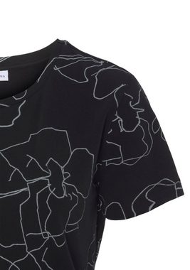 LASCANA Kurzarmshirt -T-Shirt mit Blütendruck, Loungewear