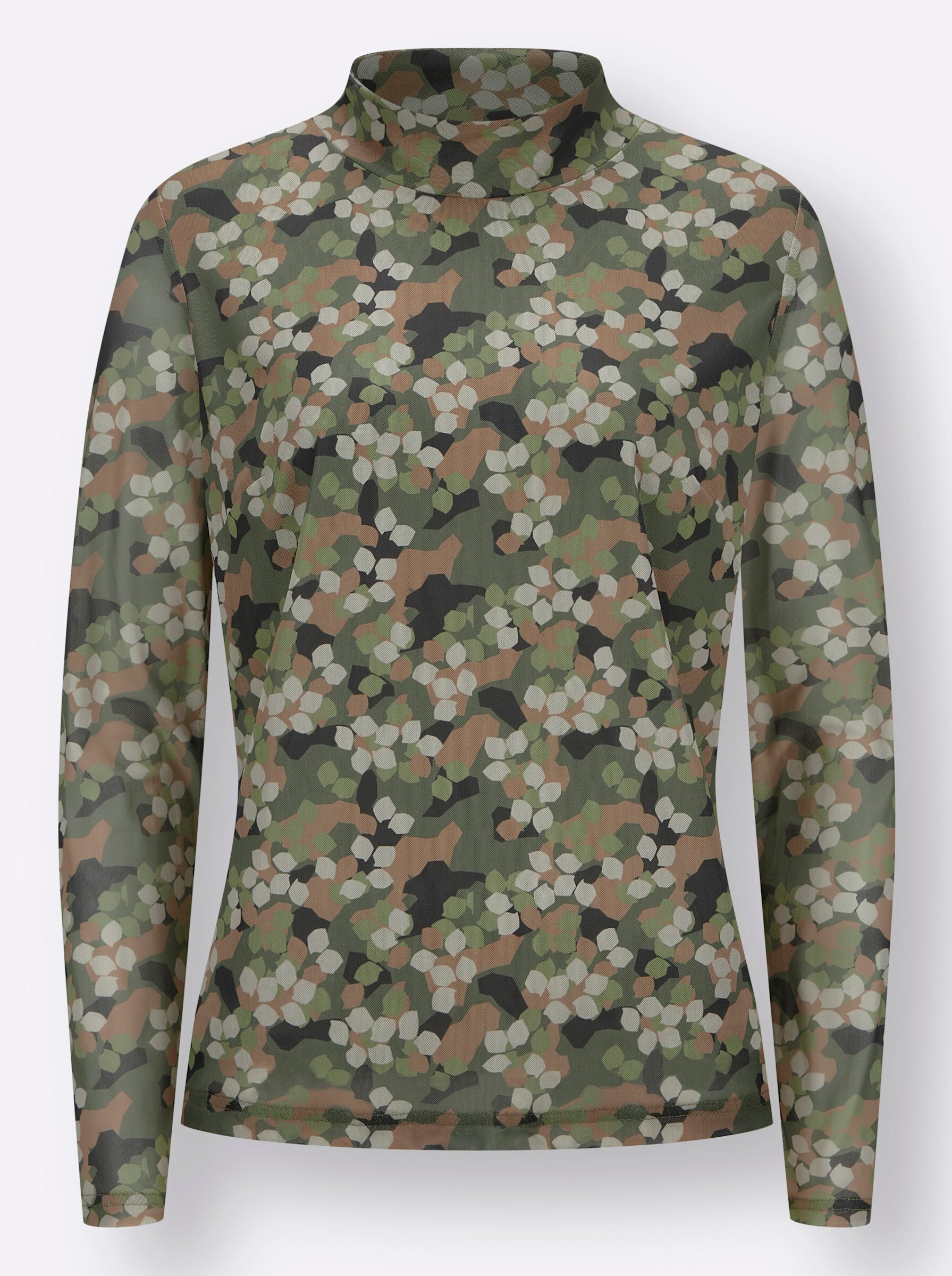 T-Shirt Stehkragen-Shirt Langarm