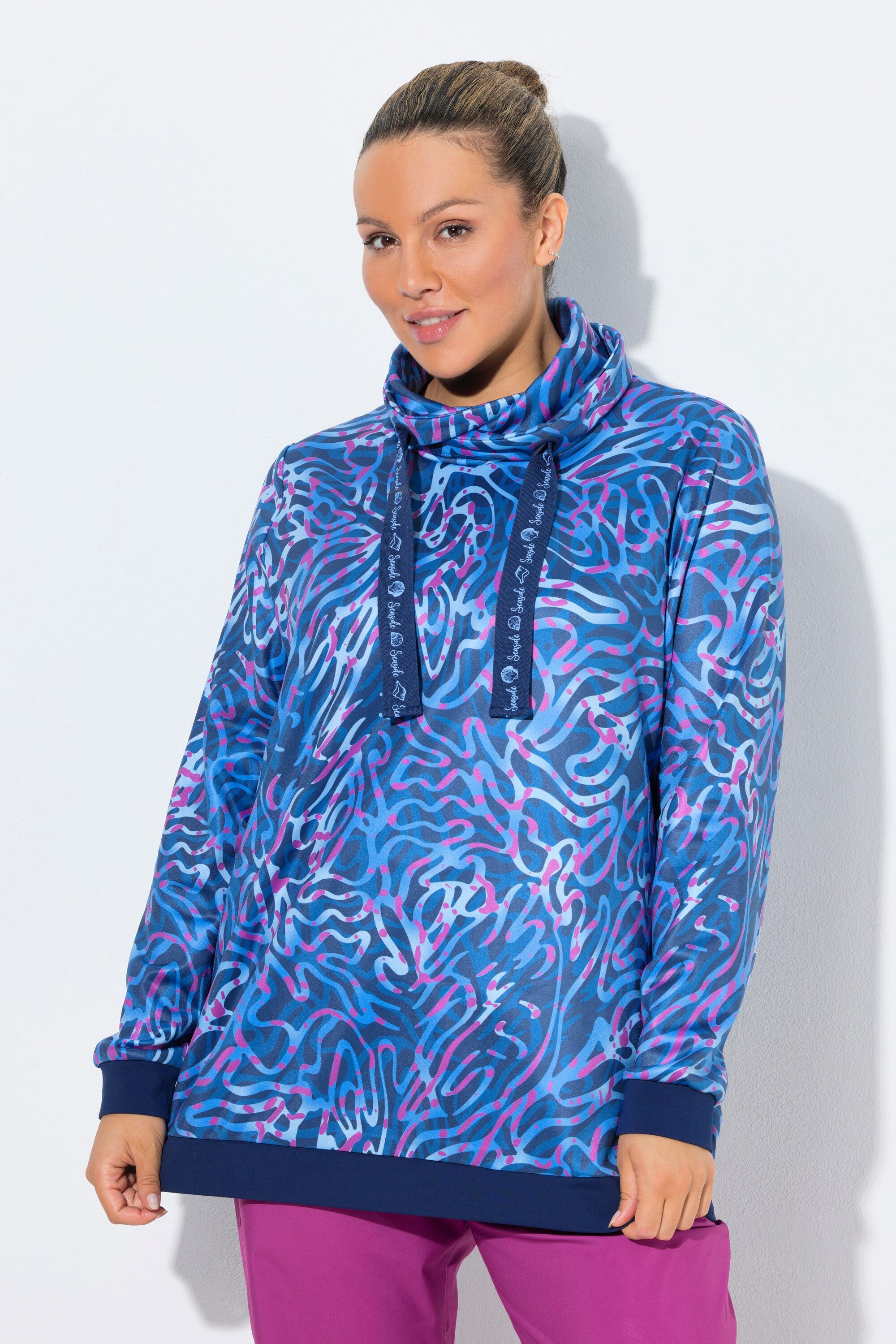 Ulla Popken Sweatshirt Sweatshirt Stehkragen Langarm recycelt