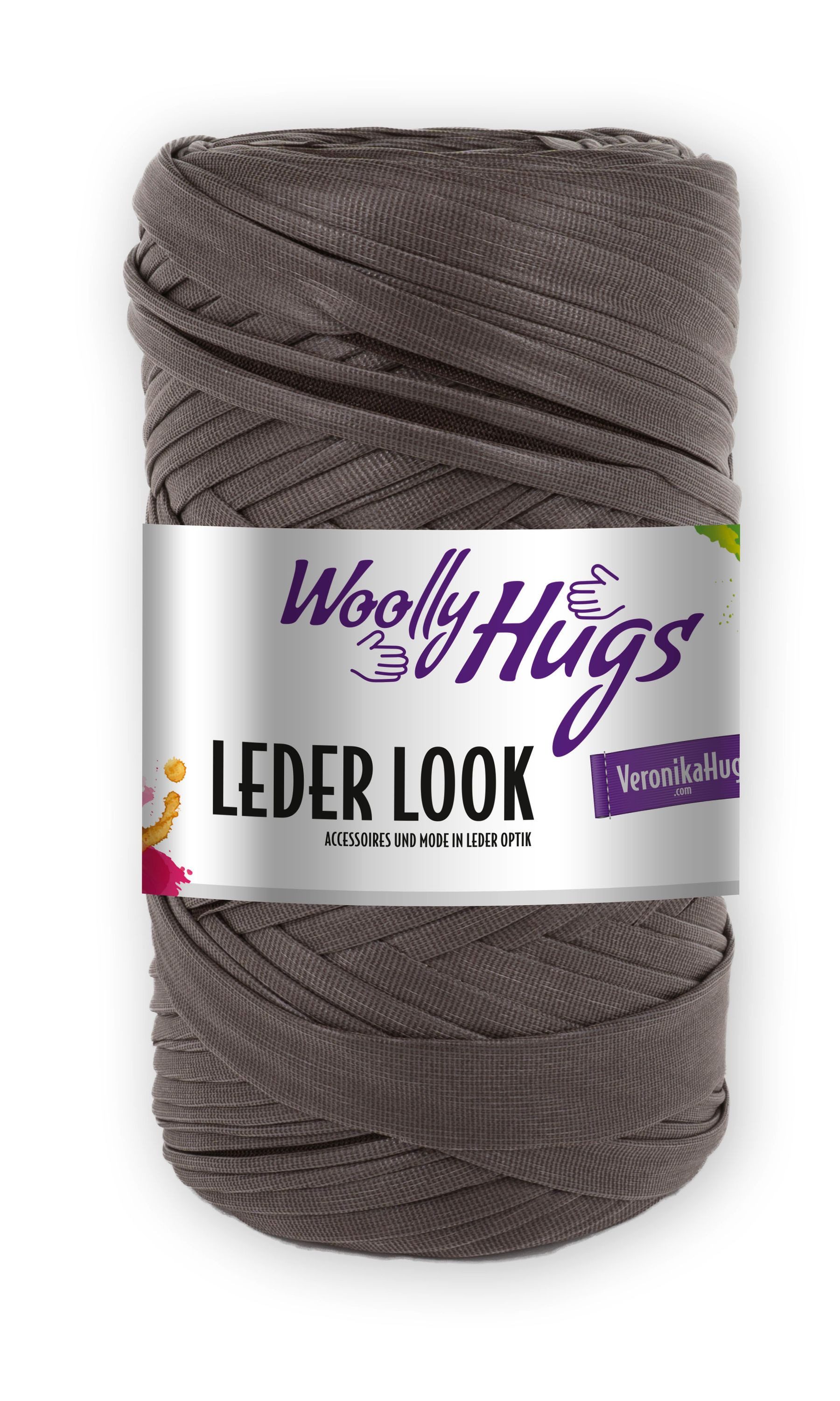 Woolly Hugs Woolly Hugs LEDER LOOK Häkelwolle, 80 m (Luxus-Garn mit Leder-Optik, ideal für DIY-Taschen), 200 g