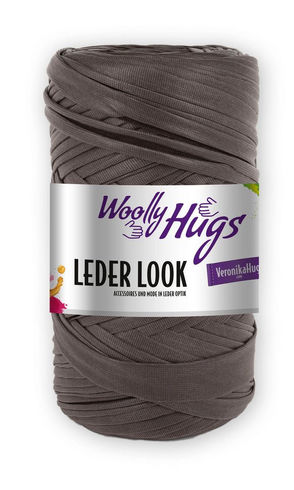 Woolly Hugs Woolly Hugs LEDER LOOK Häkelwolle, 80 m (Luxus-Garn mit Leder-Optik, ideal für DIY-Taschen), 200 g
