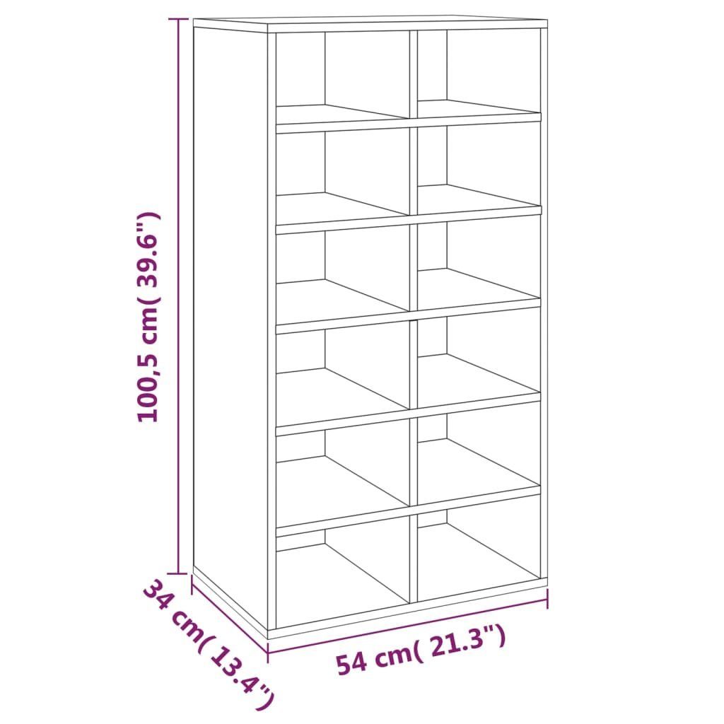 cm Eiche Braune Braun Holzwerkstoff, Schuhregal vidaXL 1-tlg. Schuhregal Eichen-Optik 54x34x100,5