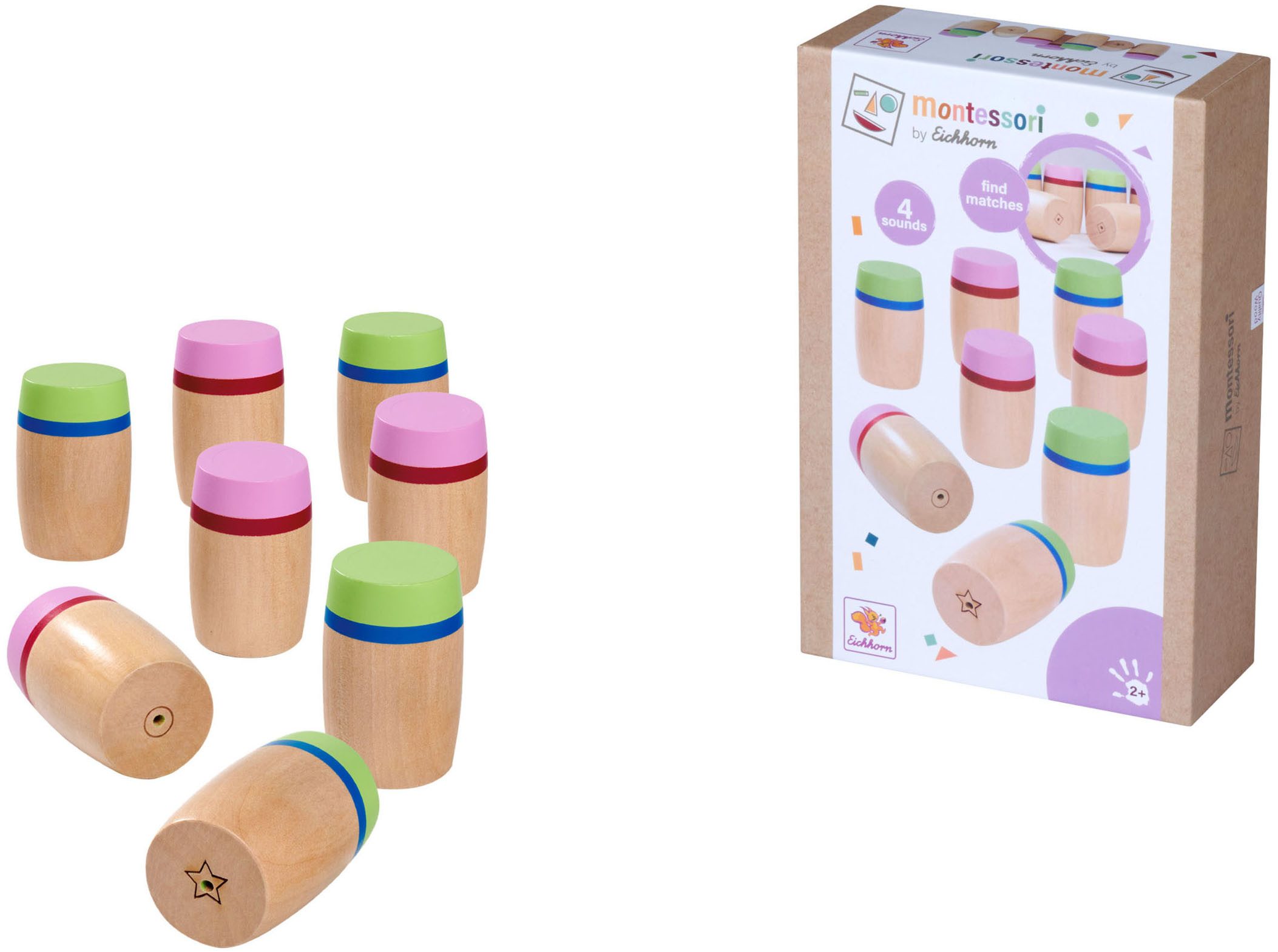 Eichhorn Spiel Montessori Geräusche-Memo, mit 4 verschiedenen Sounds