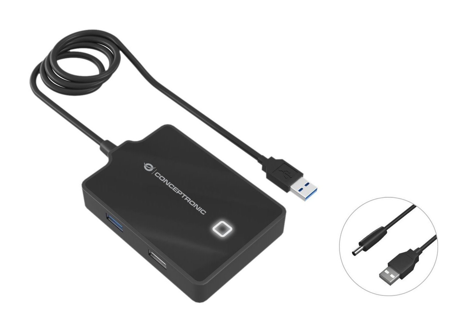 USB-Verteiler CONCEPTRONIC USB-Hub 4-Port 3.0 ->1x3.0 3x2.0 o.Netzteil sw