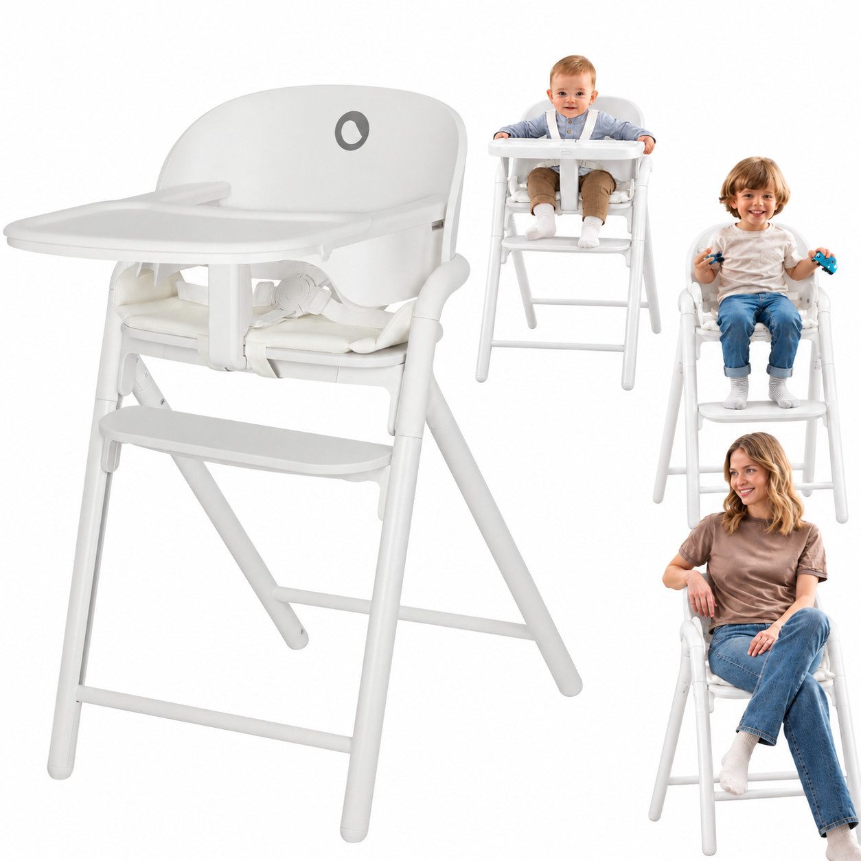 lionelo Hochstuhl CELIA (3-in-1-Hochstuhl Komplettset), 3in1/Einhandverstellung/Kunstleder/Tablett/Babyset enthalten