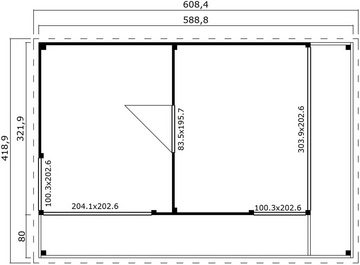 LASITA MAJA Gartenhaus Domeo 3 Loggia Carbongrau, BxT: 608,4x418,9 cm, (Set), mit Überdachung, Position der Zwischenwand flexibel