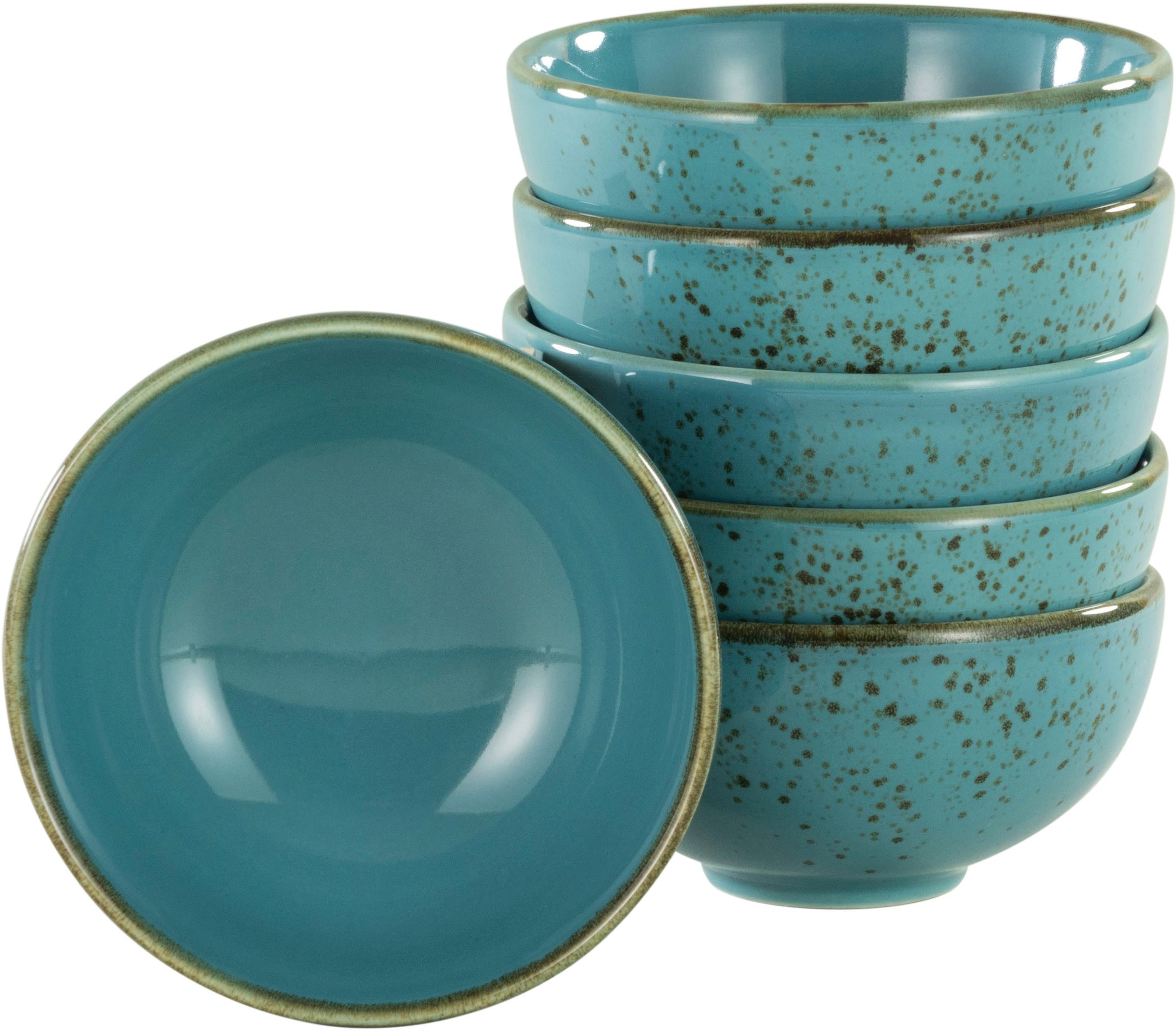 CreaTable Dipschale NATURE COLLECTION, Steinzeug, (Set, 6-tlg), Snackschale, Ø 11,5 cm