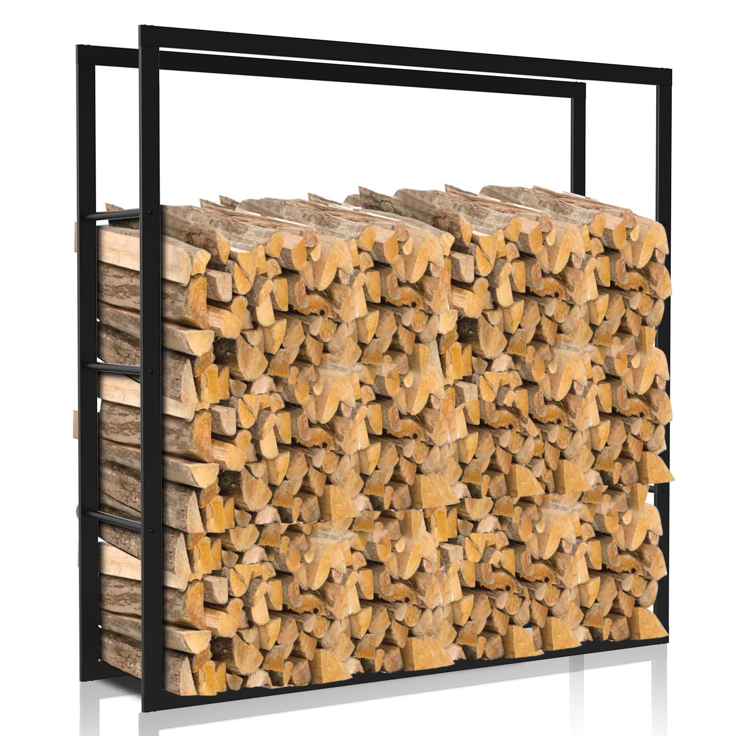 Clanmacy Kaminholzregal Brennholzregal 100x100x25 cm, mit Anti-Rutsch-Pads für Kamin und Ofen, BxTxH:100x25x100 cm