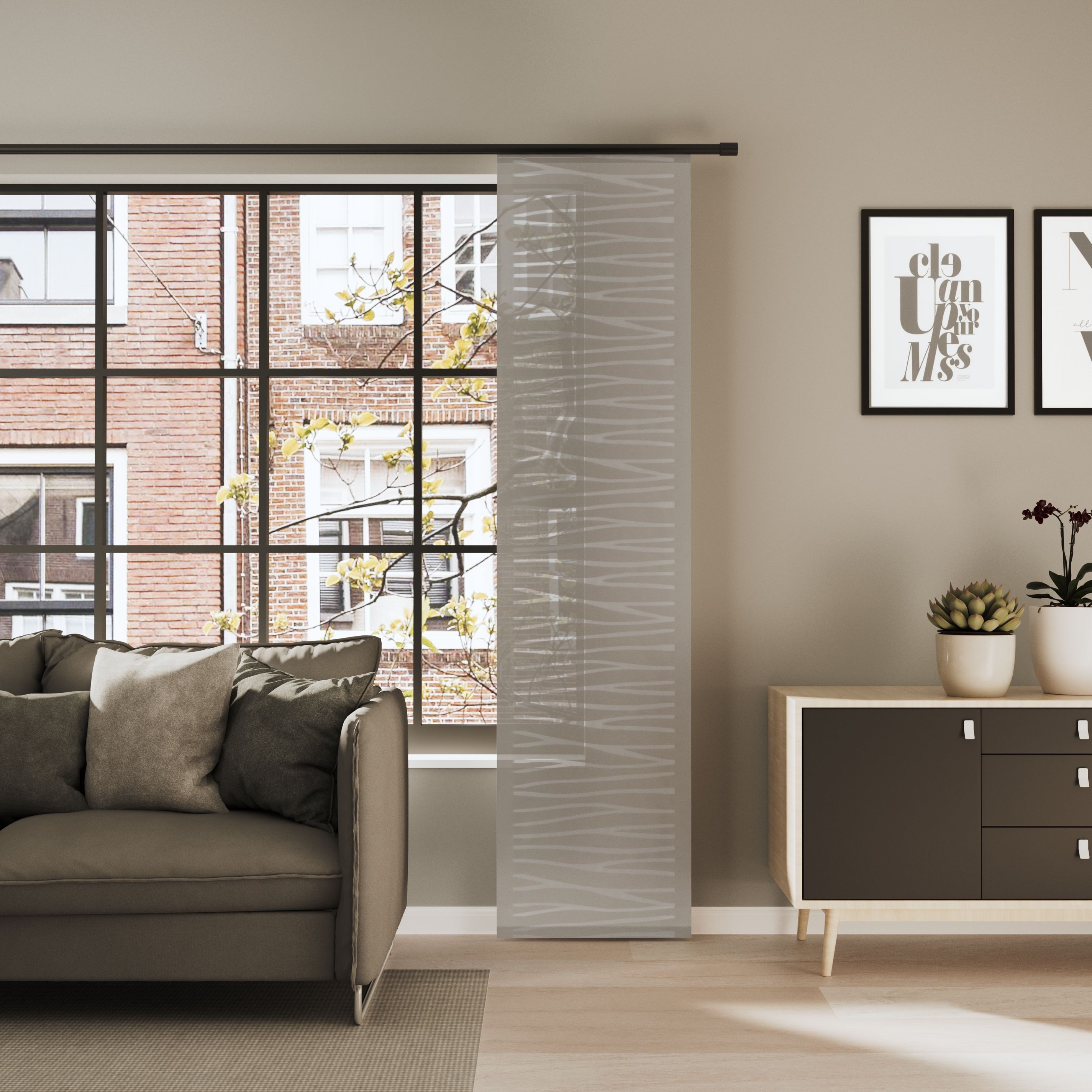 Neutex for you! Schiebegardine CIAO (1 St), Paneelwagen, halbtransparent, Buntweber mit zeitloser quer verlaufenden Musterung